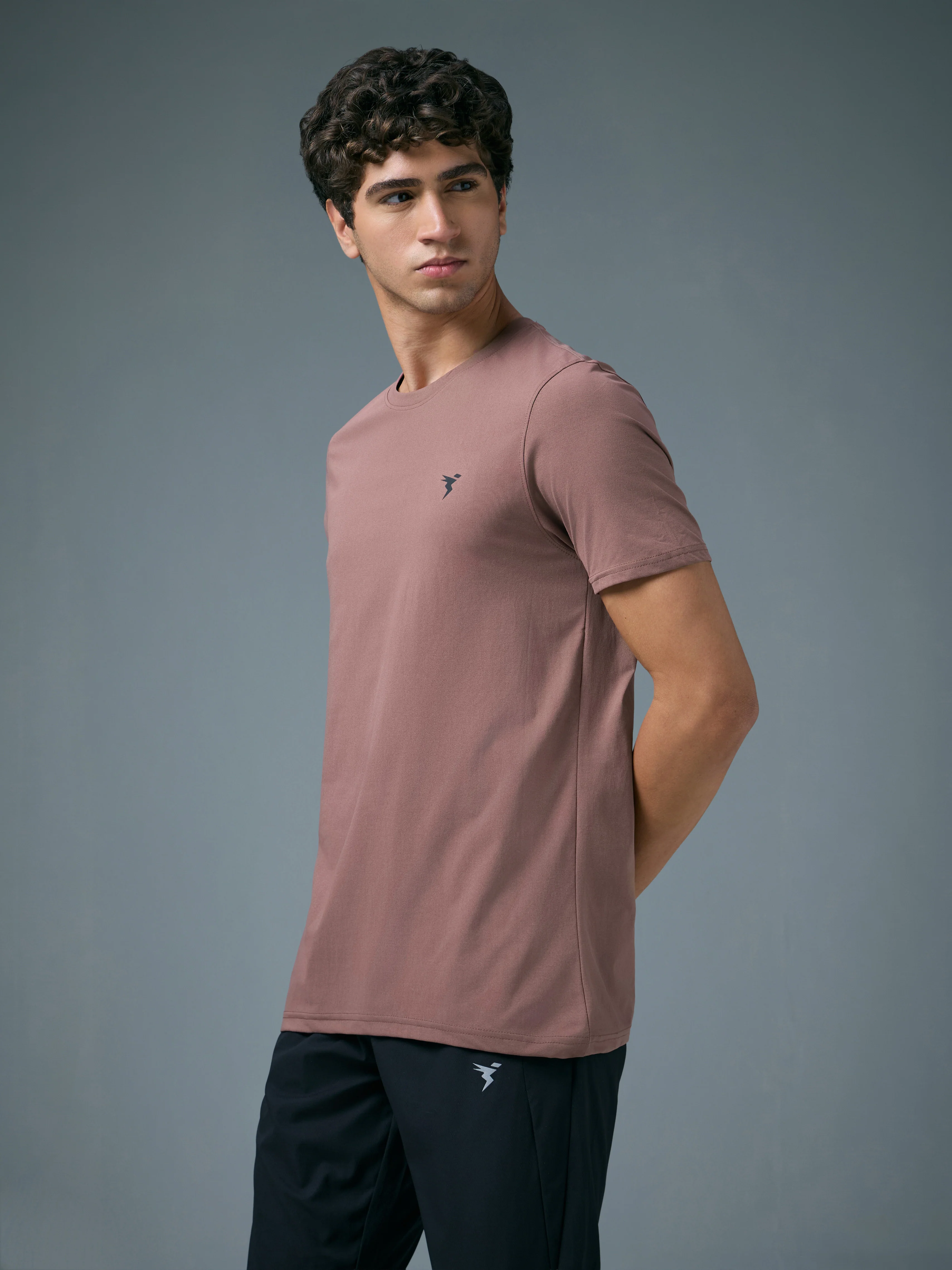 Men Solid Slim Fit Crew Neck T-shirt with COTFLEX - Image 4