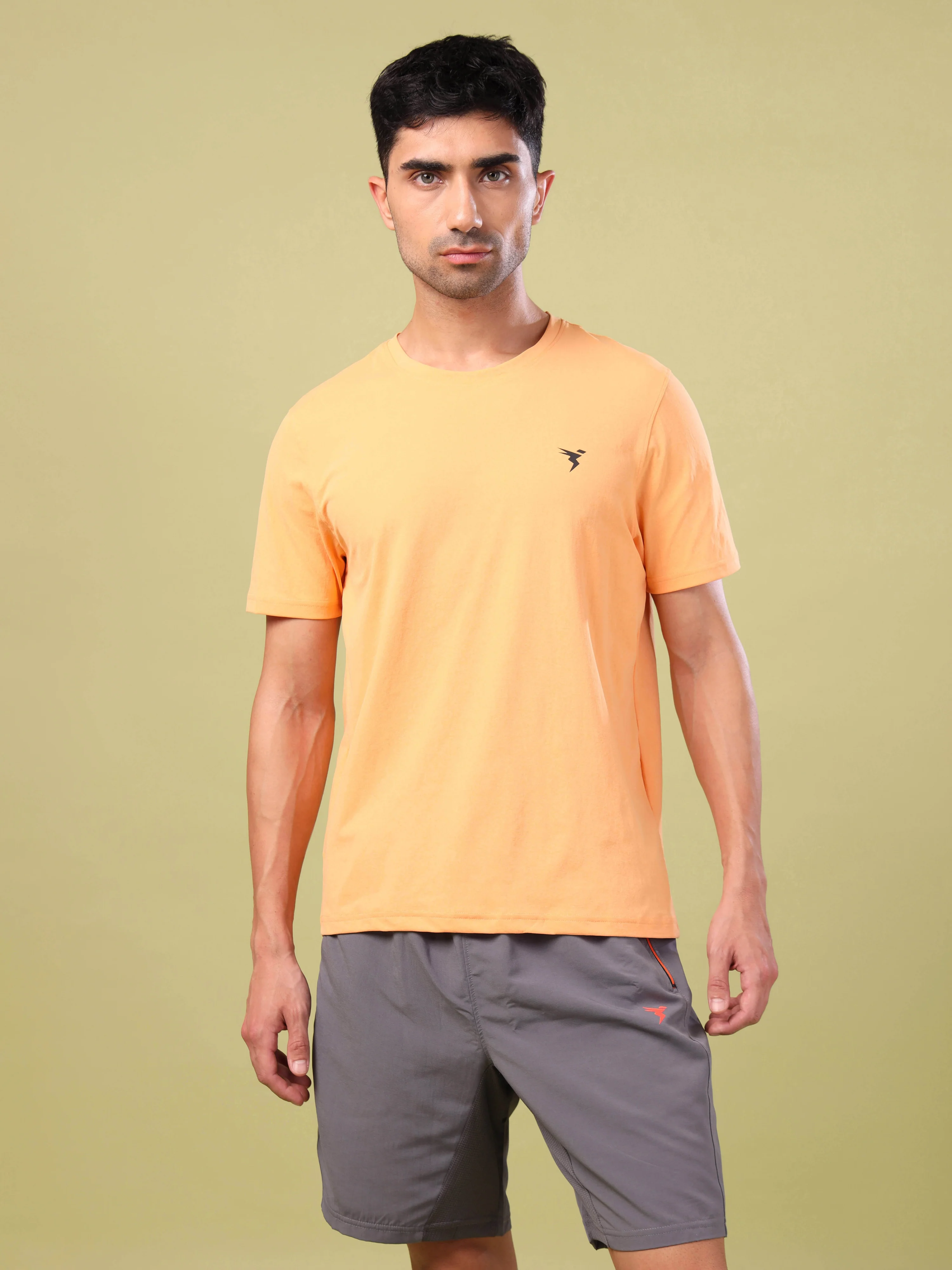Men Solid Slim Fit Crew Neck T-shirt with COTFLEX - Image 2