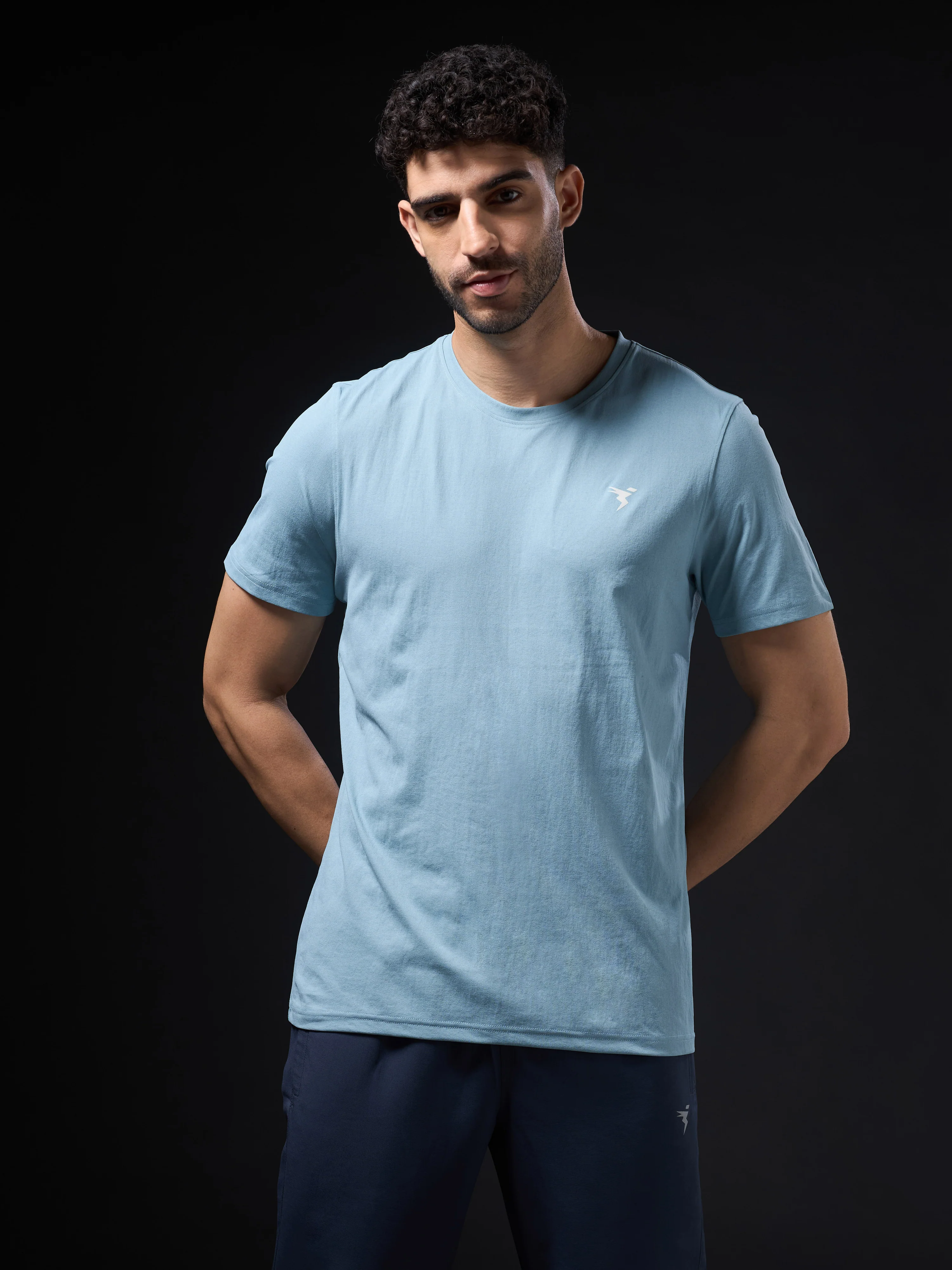 Men Solid Slim Fit Crew Neck T-shirt with COTFLEX - Image 2