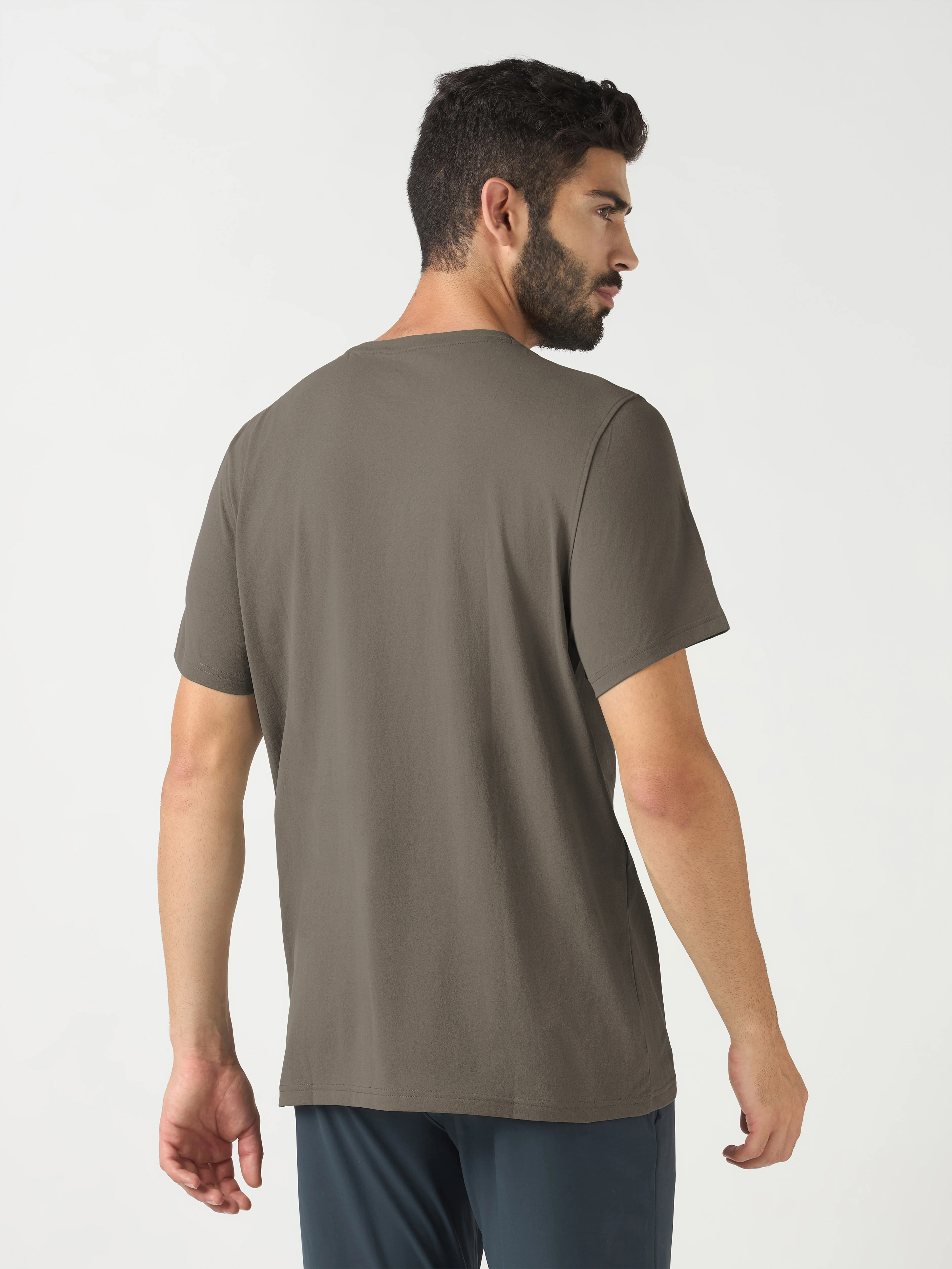 Men Solid Slim Fit Crew Neck T-shirt with COTFLEX - Image 3