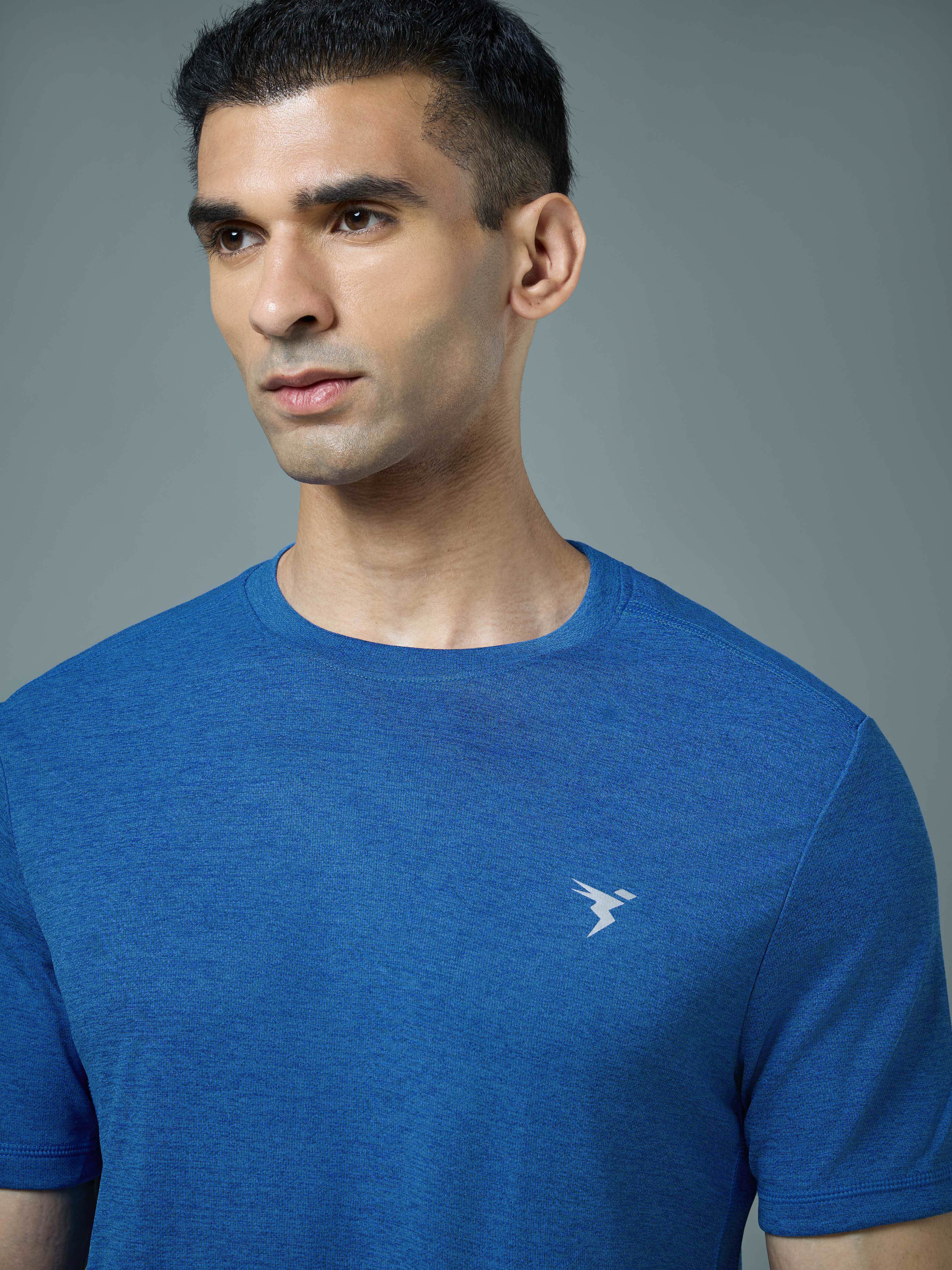 Men Solid Slim Fit Crew Neck T-shirt with DOUBLE COOL - Image 6