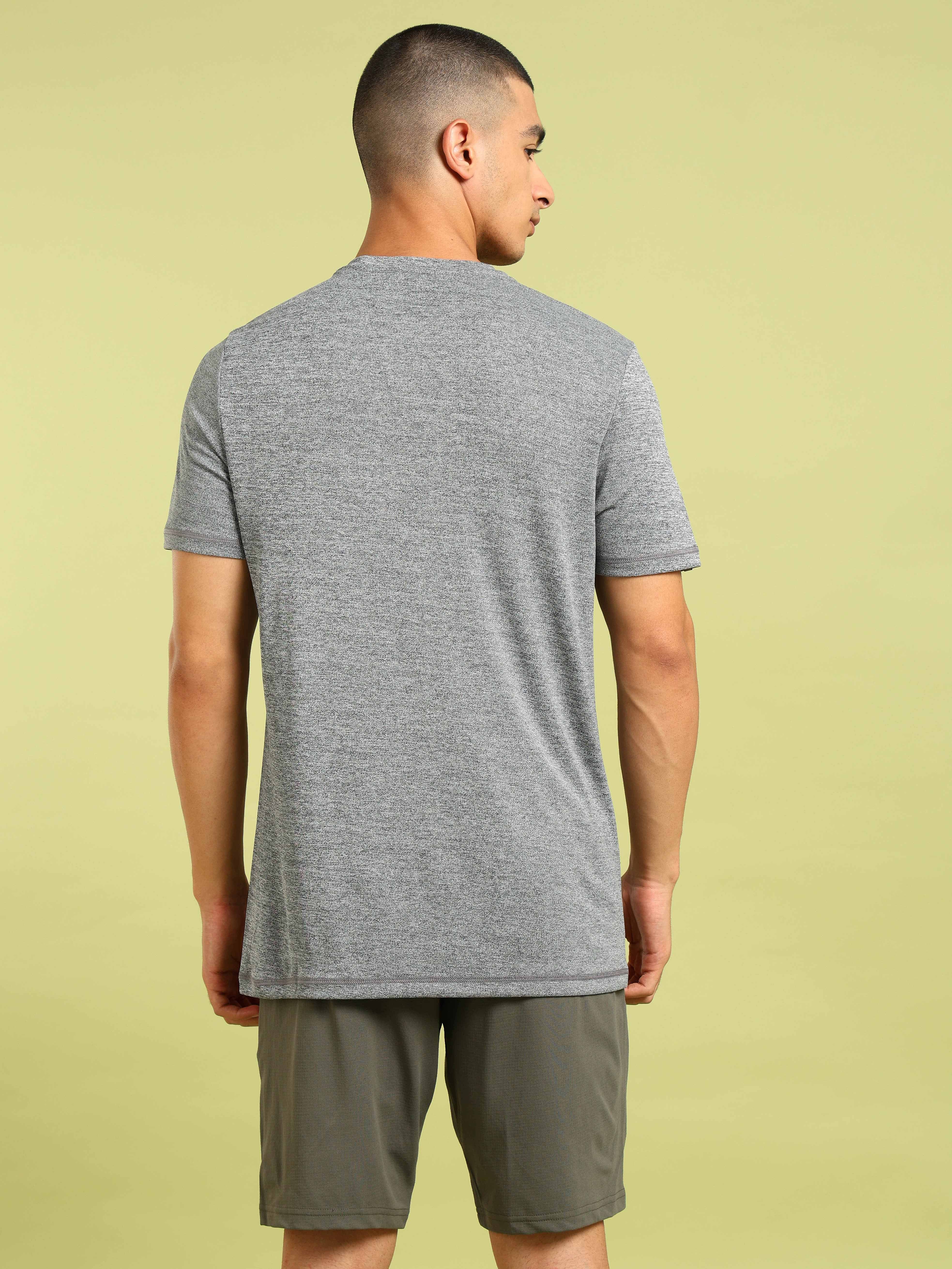 Men Solid Slim Fit Crew Neck T-shirt with DOUBLE COOL - Image 3