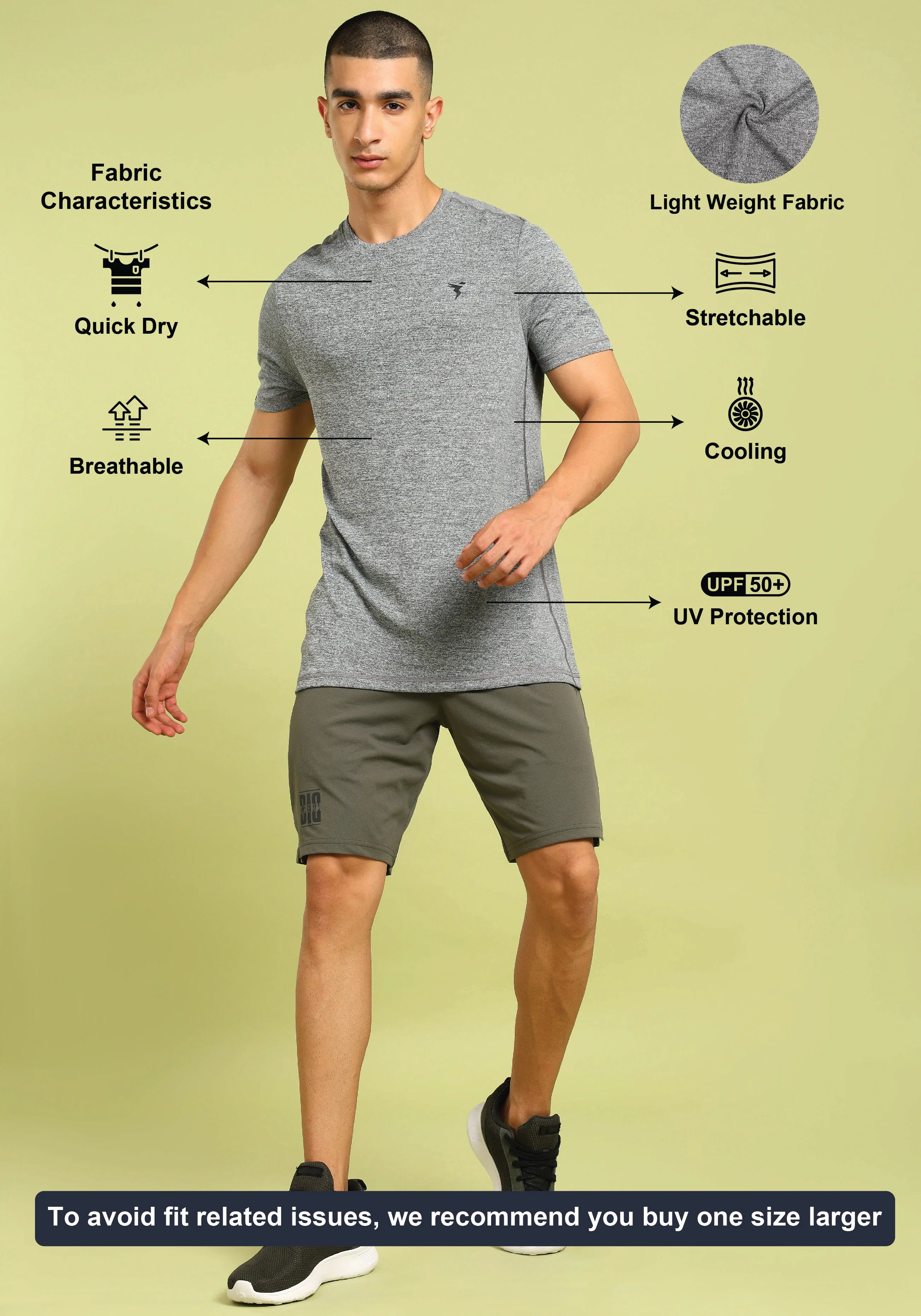Men Solid Slim Fit Crew Neck T-shirt with DOUBLE COOL - Image 4