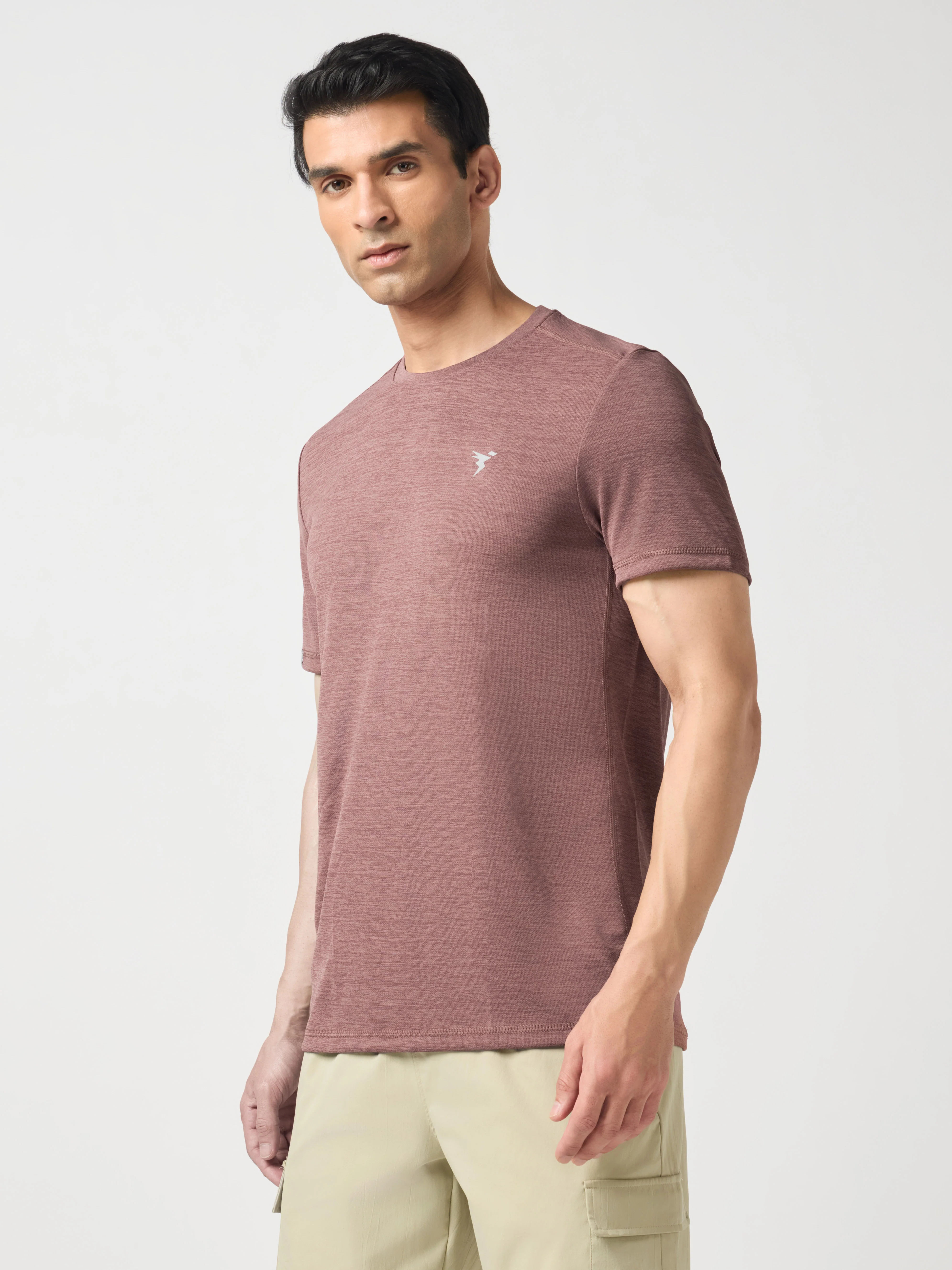 Men Solid Slim Fit Crew Neck T-shirt with DOUBLE COOL - Image 3