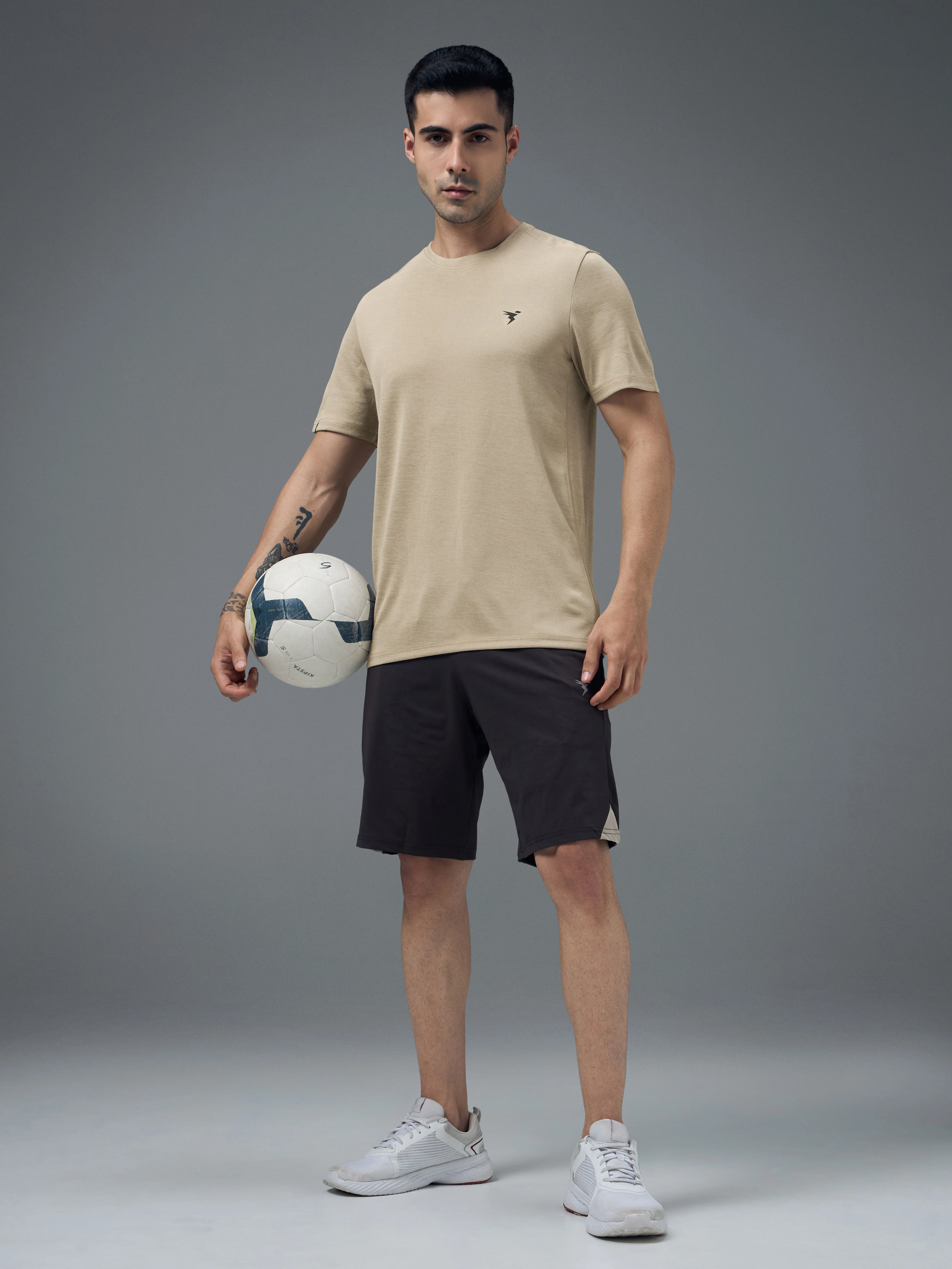 Men Solid Slim Fit Crew Neck T-shirt with DOUBLE COOL - Image 5