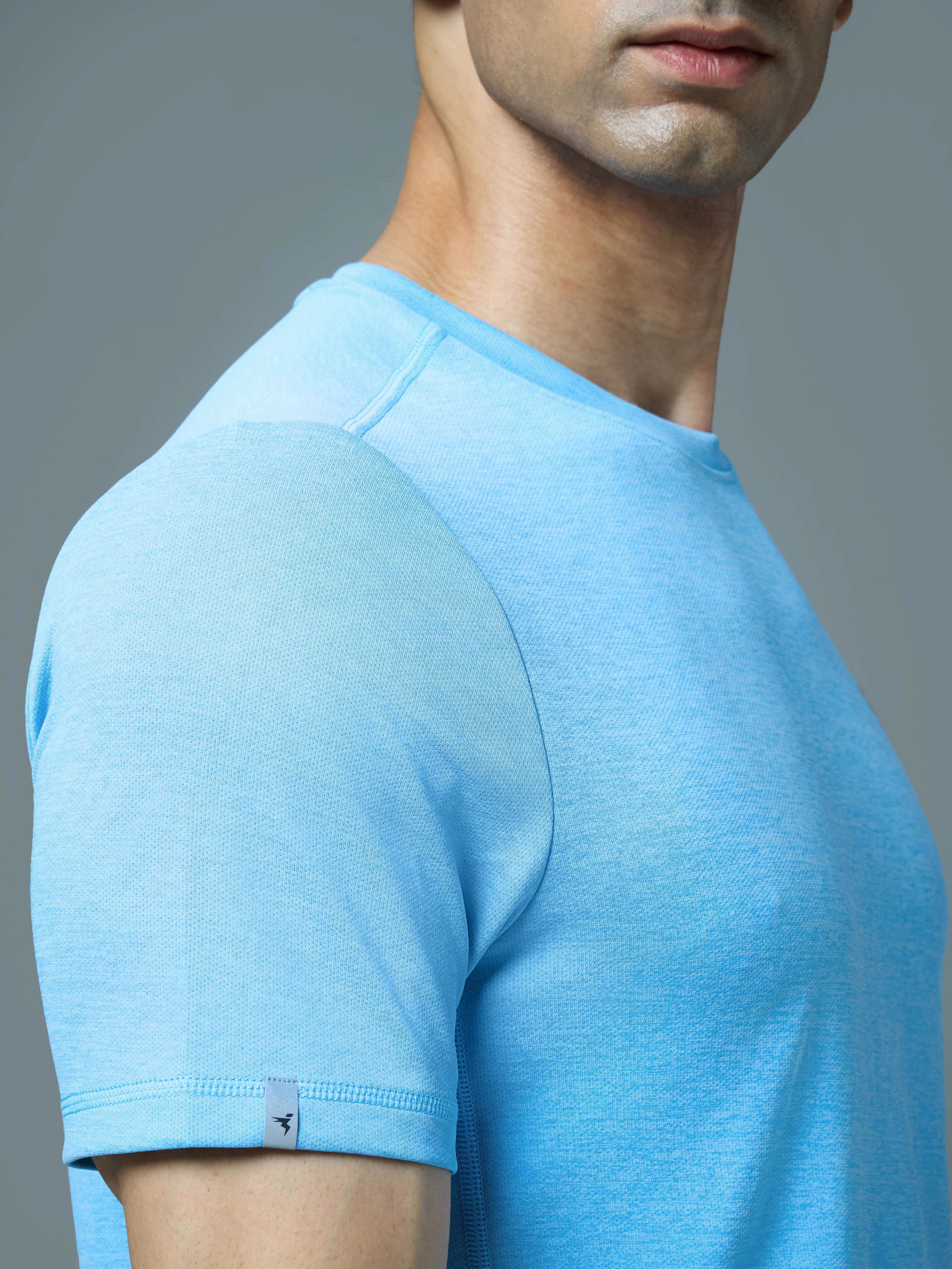 Men Solid Slim Fit Crew Neck T-shirt with DOUBLE COOL - Image 6