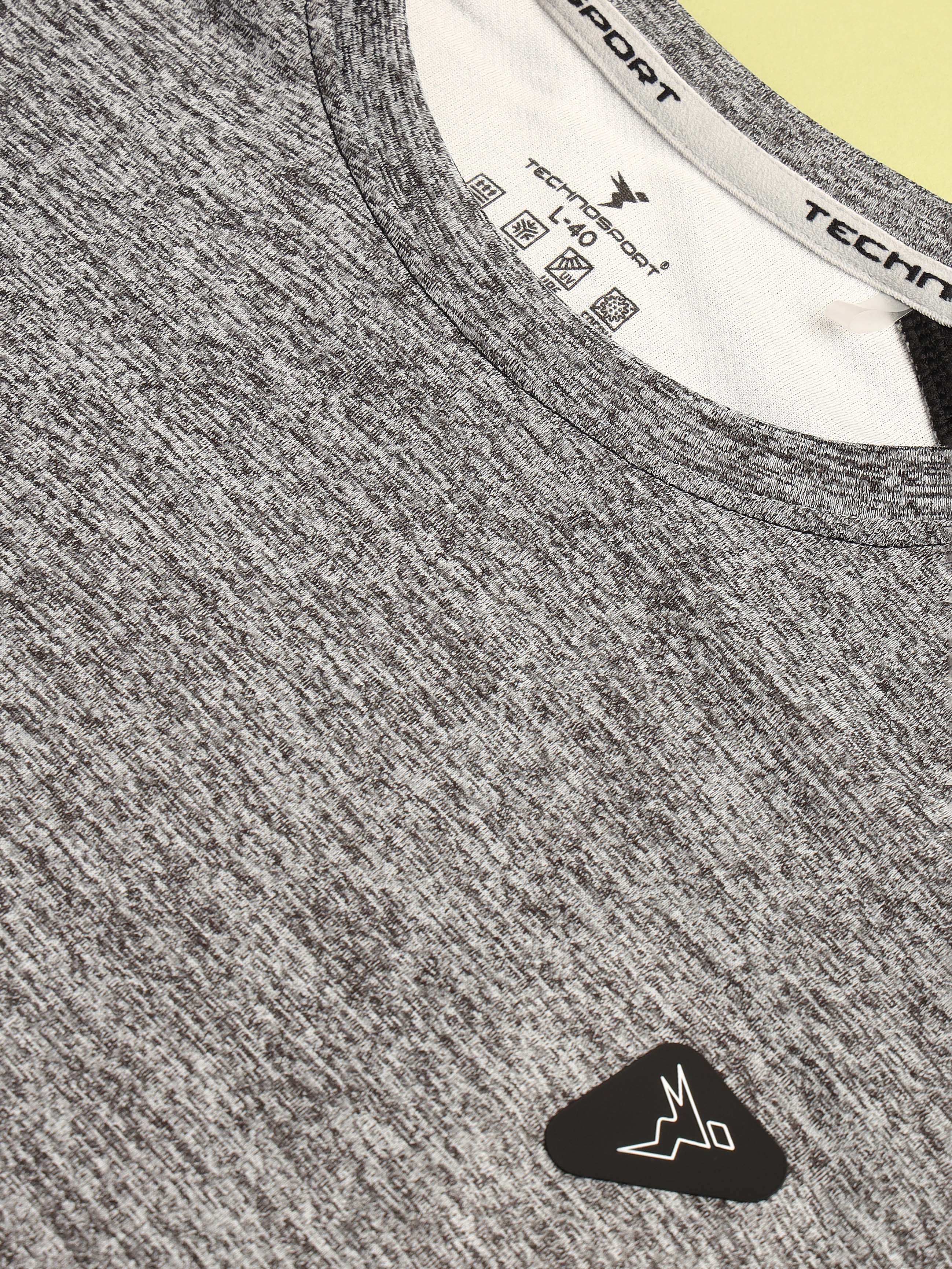Men Solid Slim Fit Crew Neck T-shirt with DOUBLE COOL - Image 6