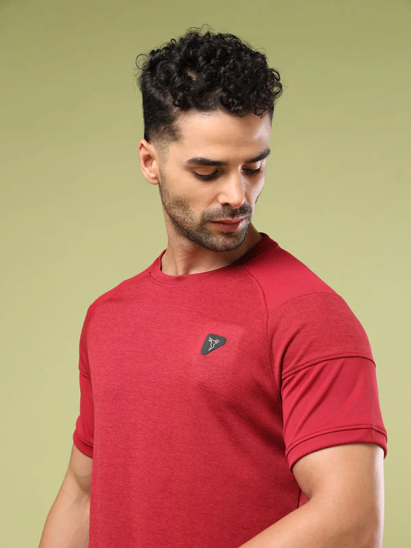 Men Solid Slim Fit Crew Neck T-shirt with DOUBLE COOL - Image 5