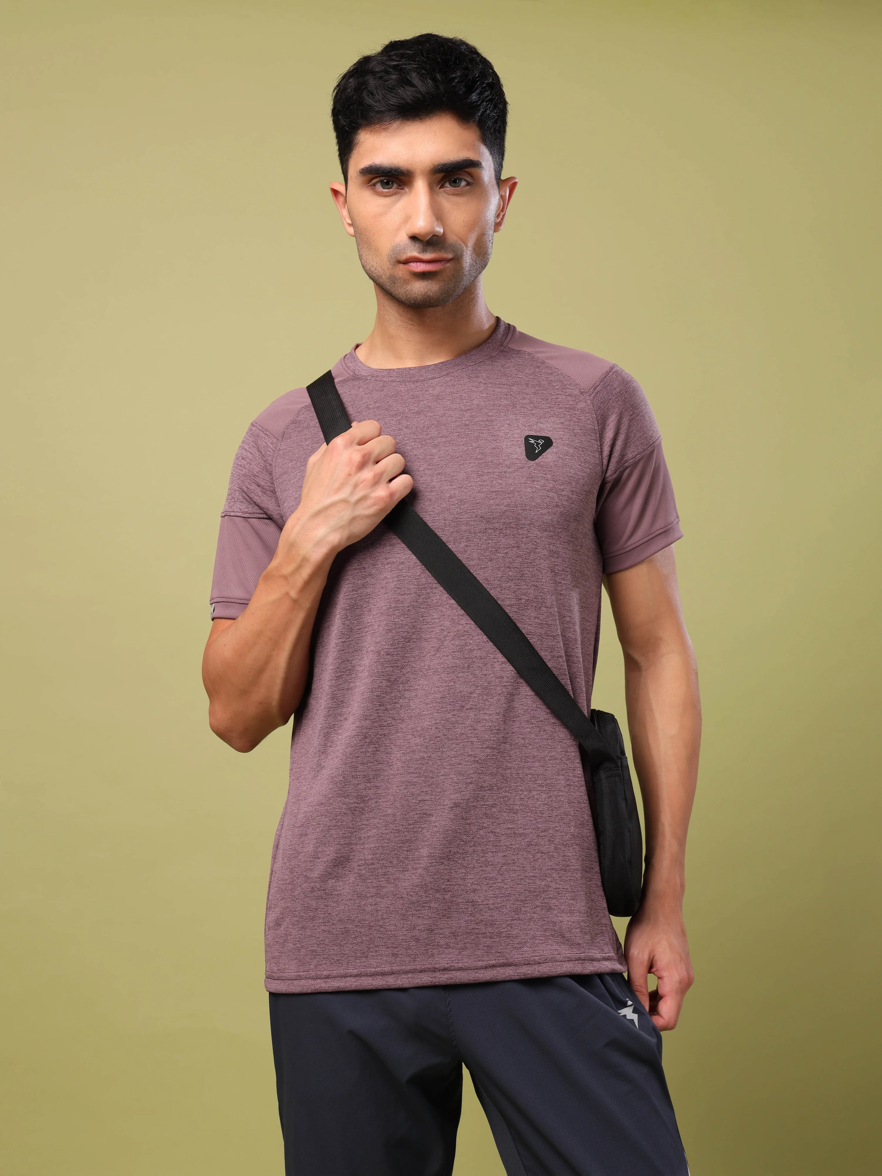 Men Solid Slim Fit Crew Neck T-shirt with DOUBLE COOL - Image 2