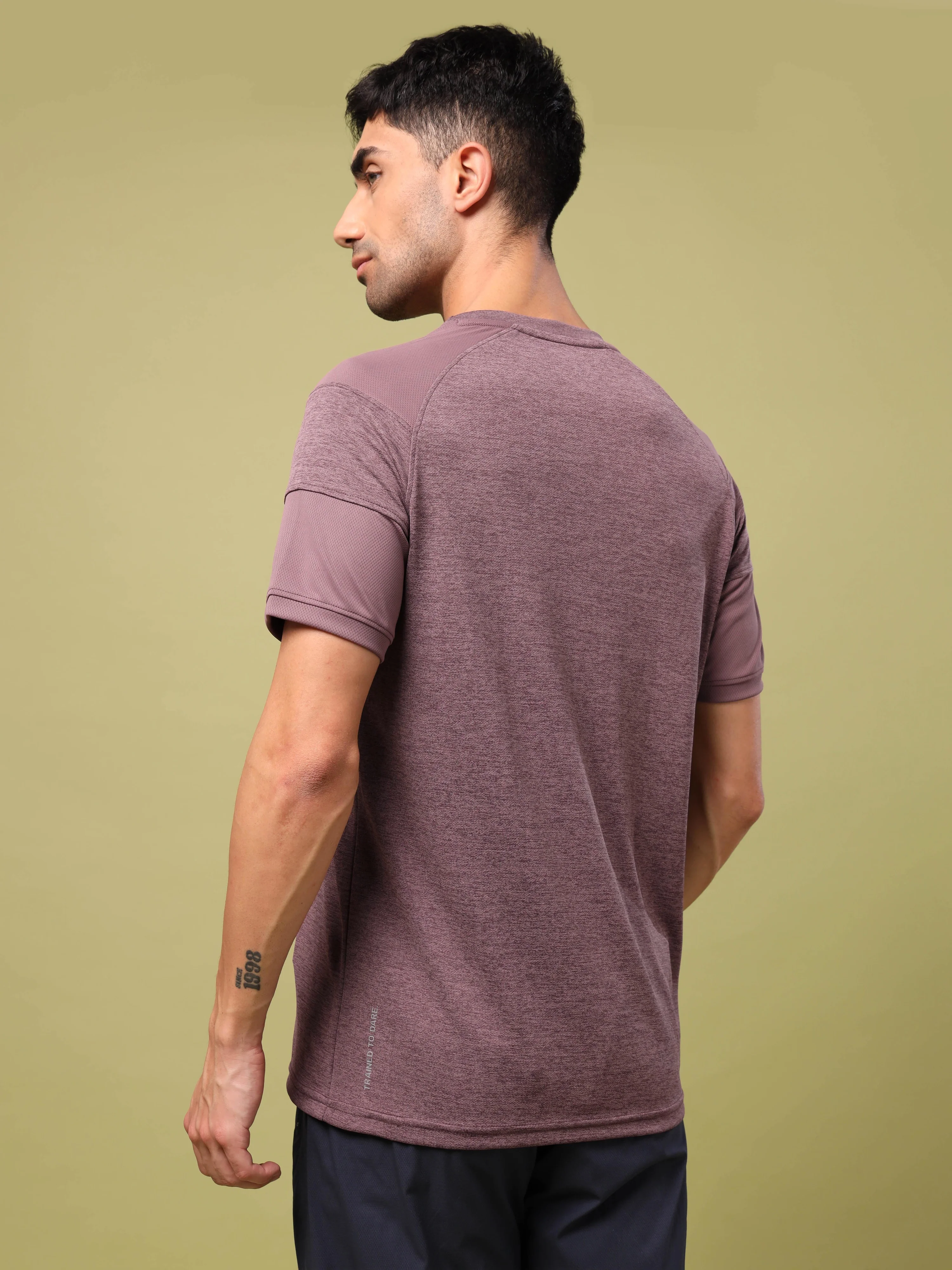 Men Solid Slim Fit Crew Neck T-shirt with DOUBLE COOL - Image 3
