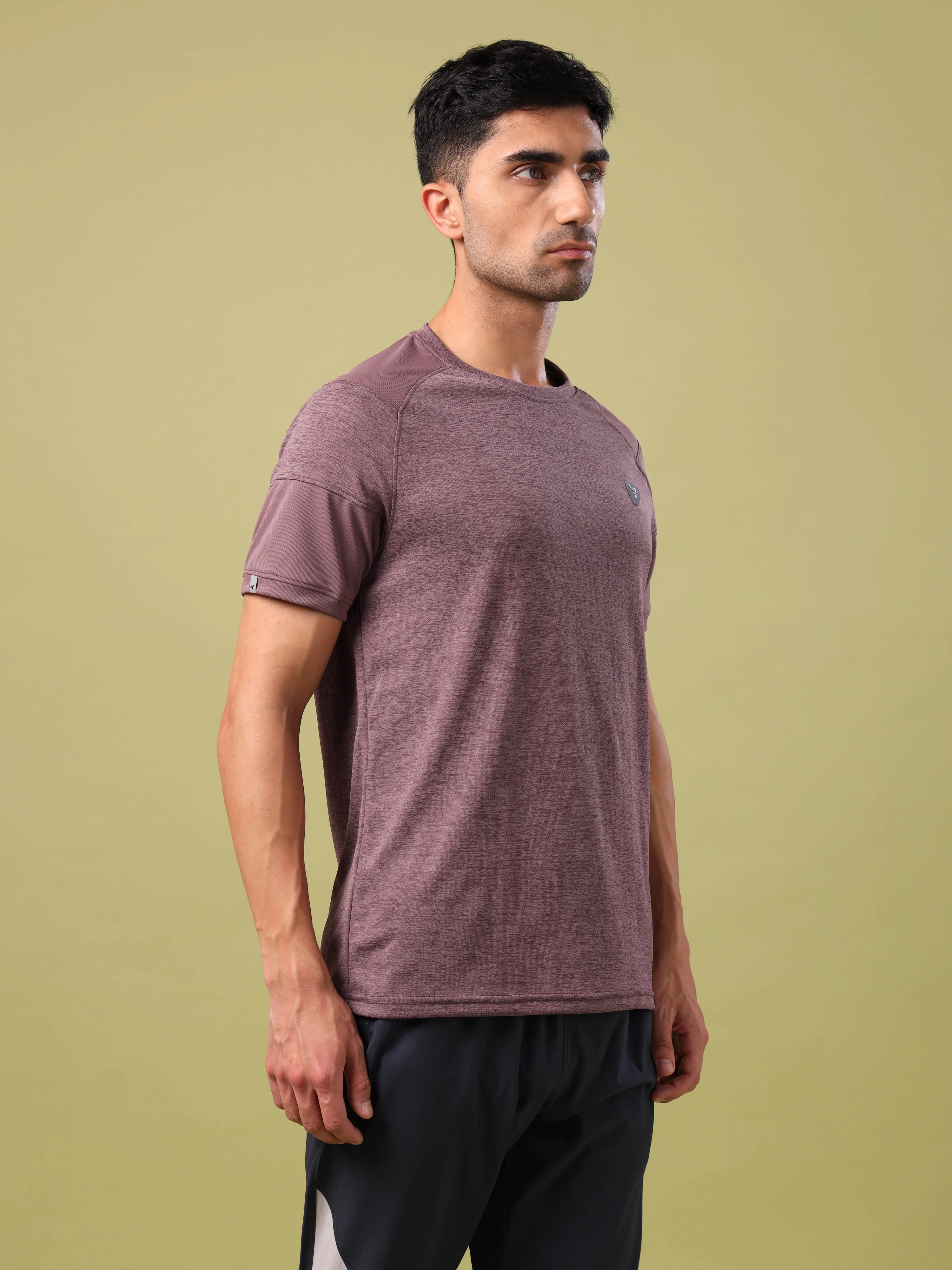 Men Solid Slim Fit Crew Neck T-shirt with DOUBLE COOL - Image 4