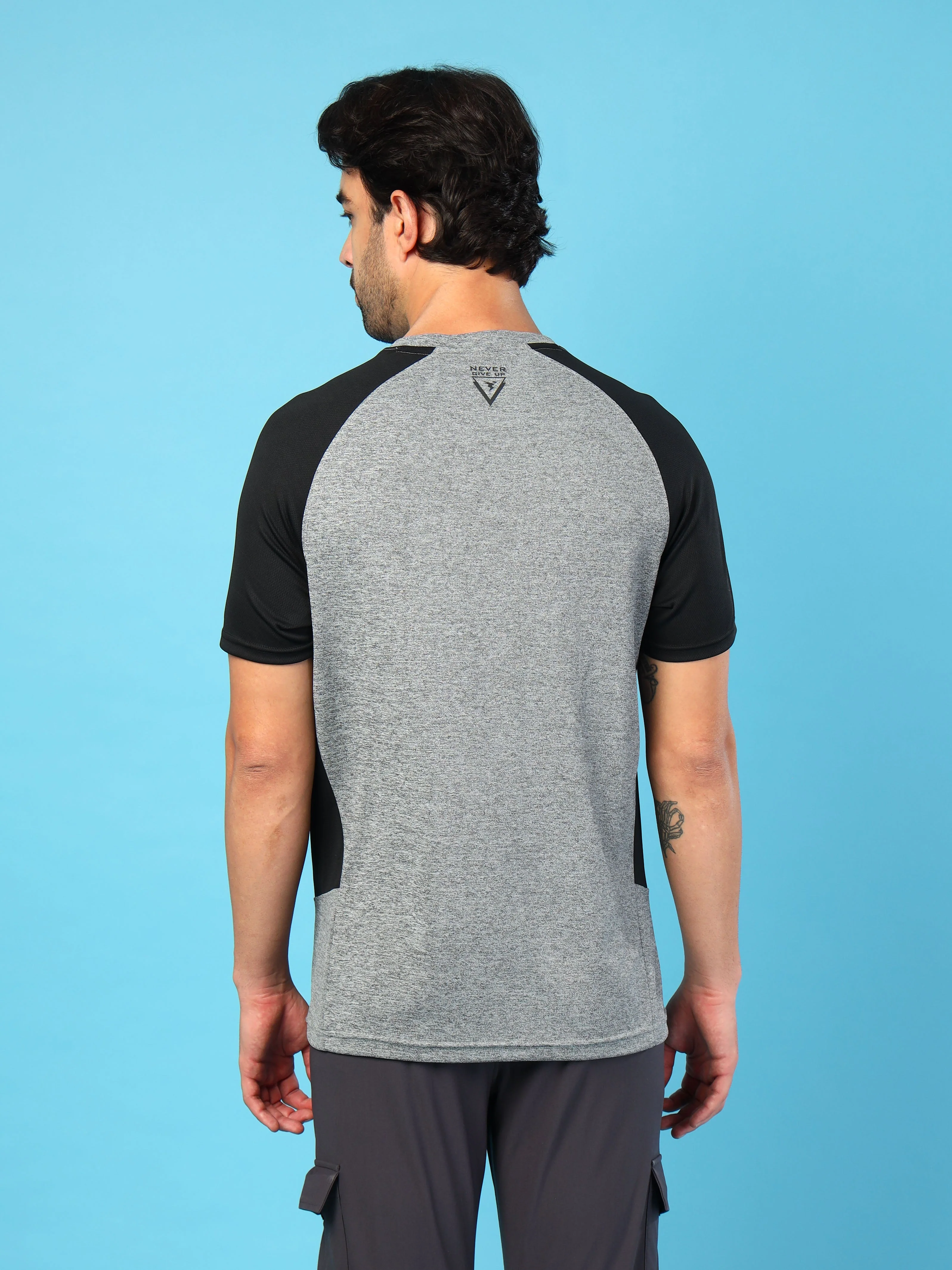 Men Solid Slim Fit Crew Neck T-shirt with DOUBLE COOL - Image 4