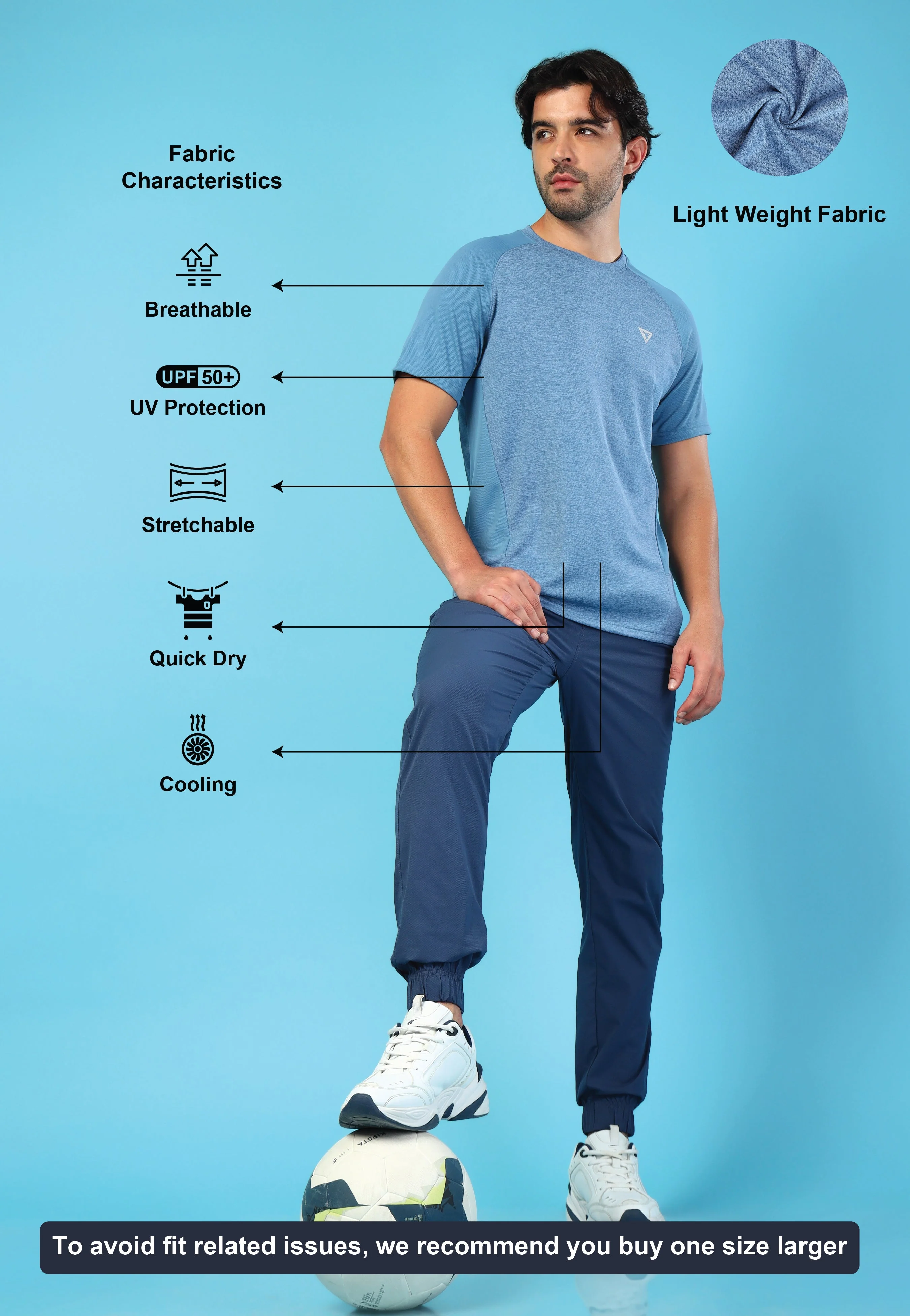 Men Solid Slim Fit Crew Neck T-shirt with DOUBLE COOL - Image 5
