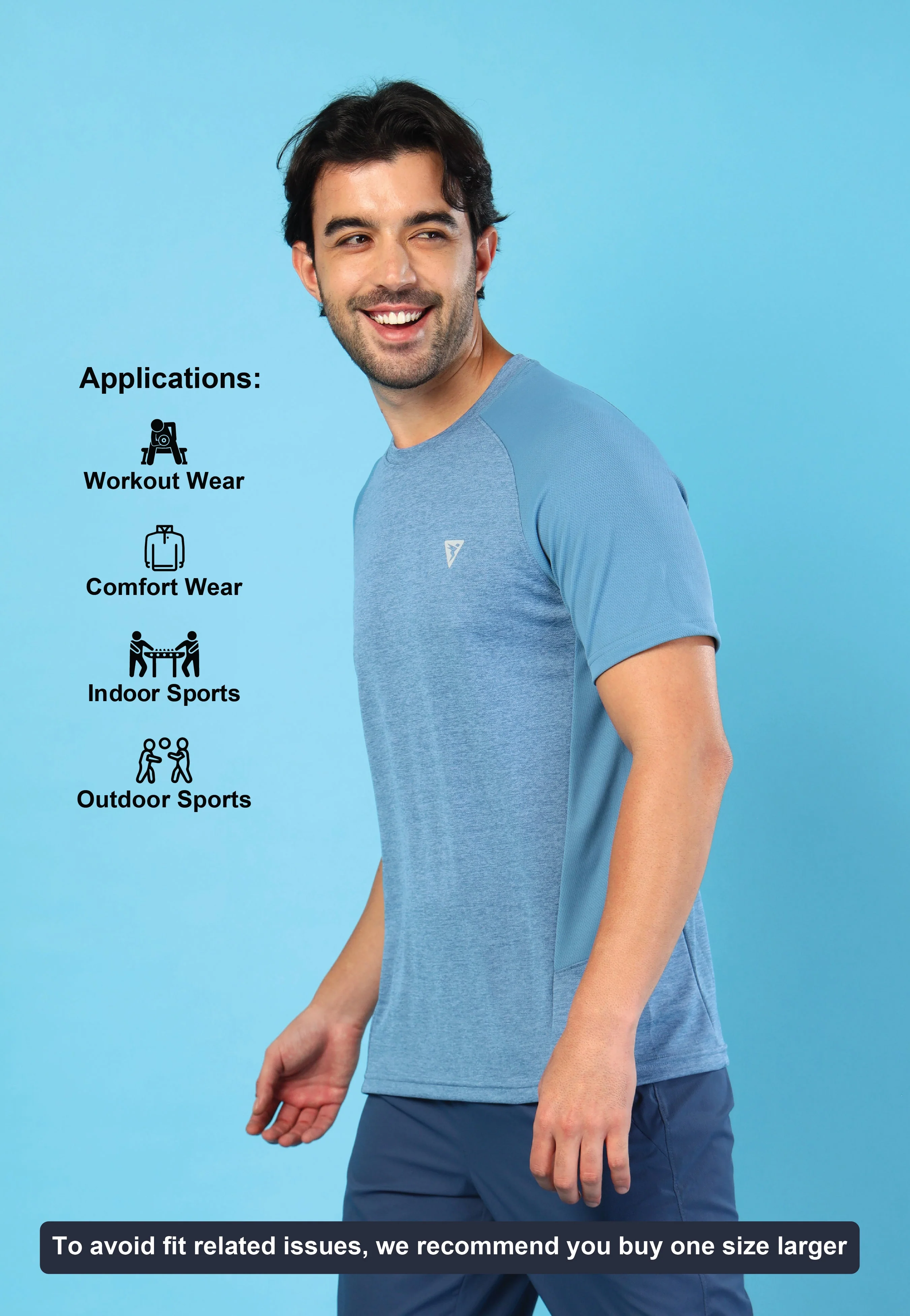 Men Solid Slim Fit Crew Neck T-shirt with DOUBLE COOL - Image 6
