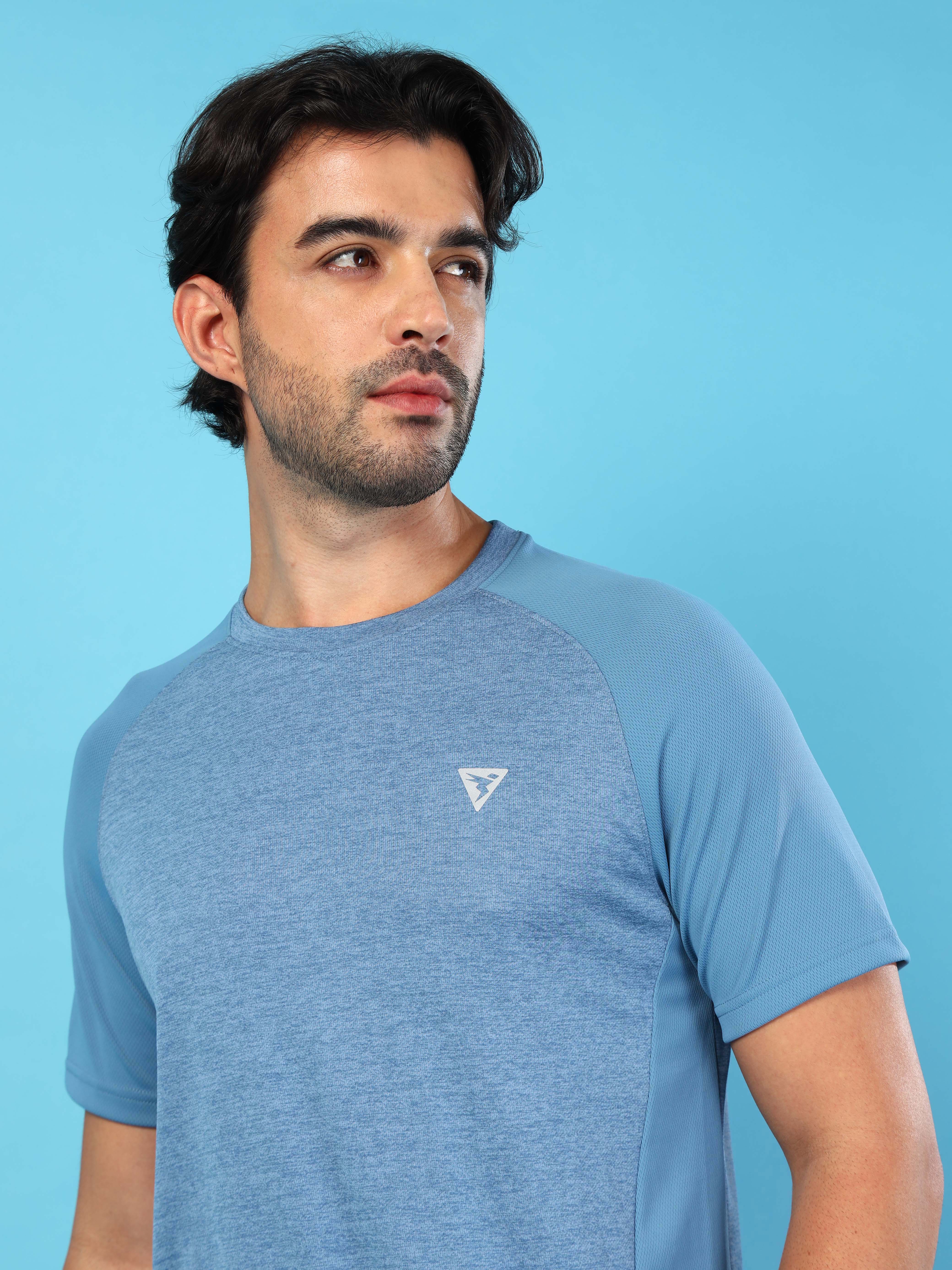 Men Solid Slim Fit Crew Neck T-shirt with DOUBLE COOL - Image 7