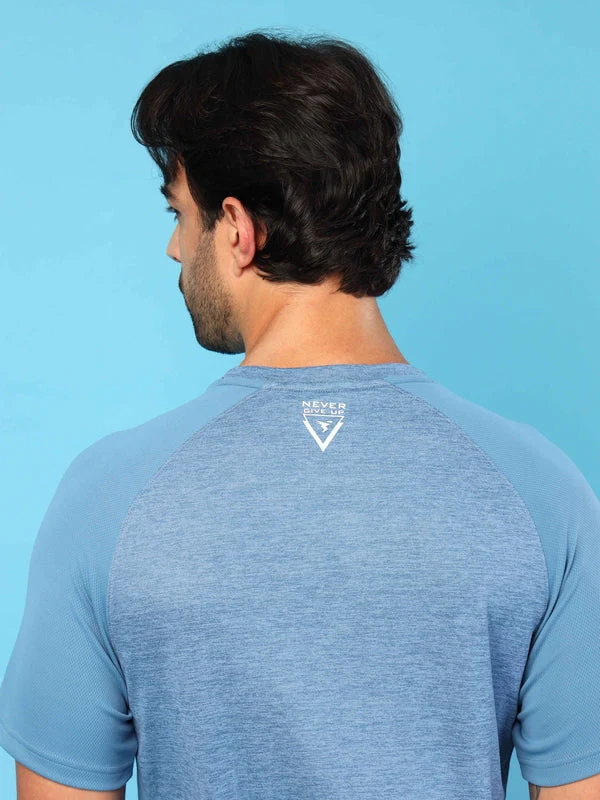 Men Solid Slim Fit Crew Neck T-shirt with DOUBLE COOL - Image 8