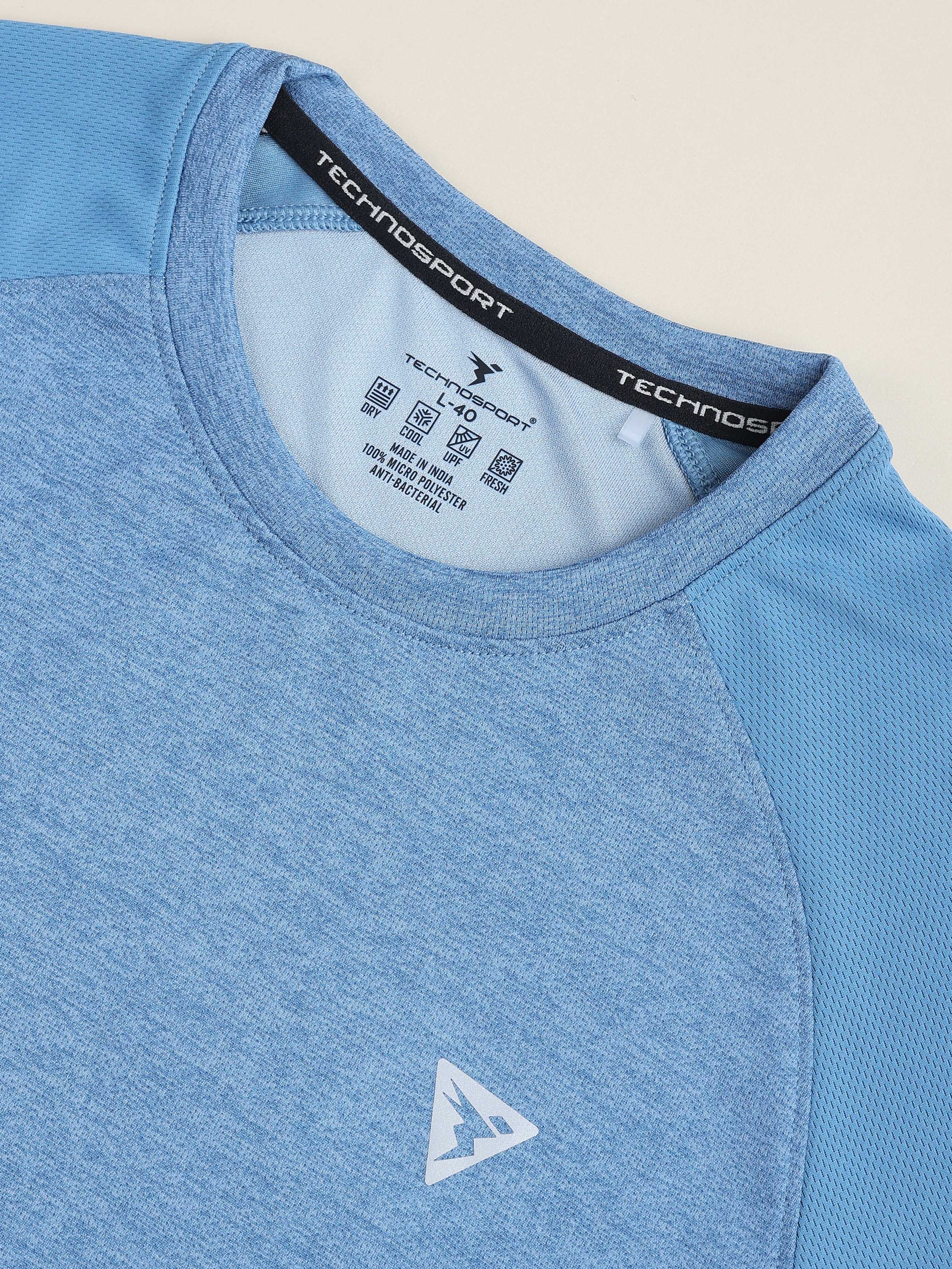 Men Solid Slim Fit Crew Neck T-shirt with DOUBLE COOL - Image 9
