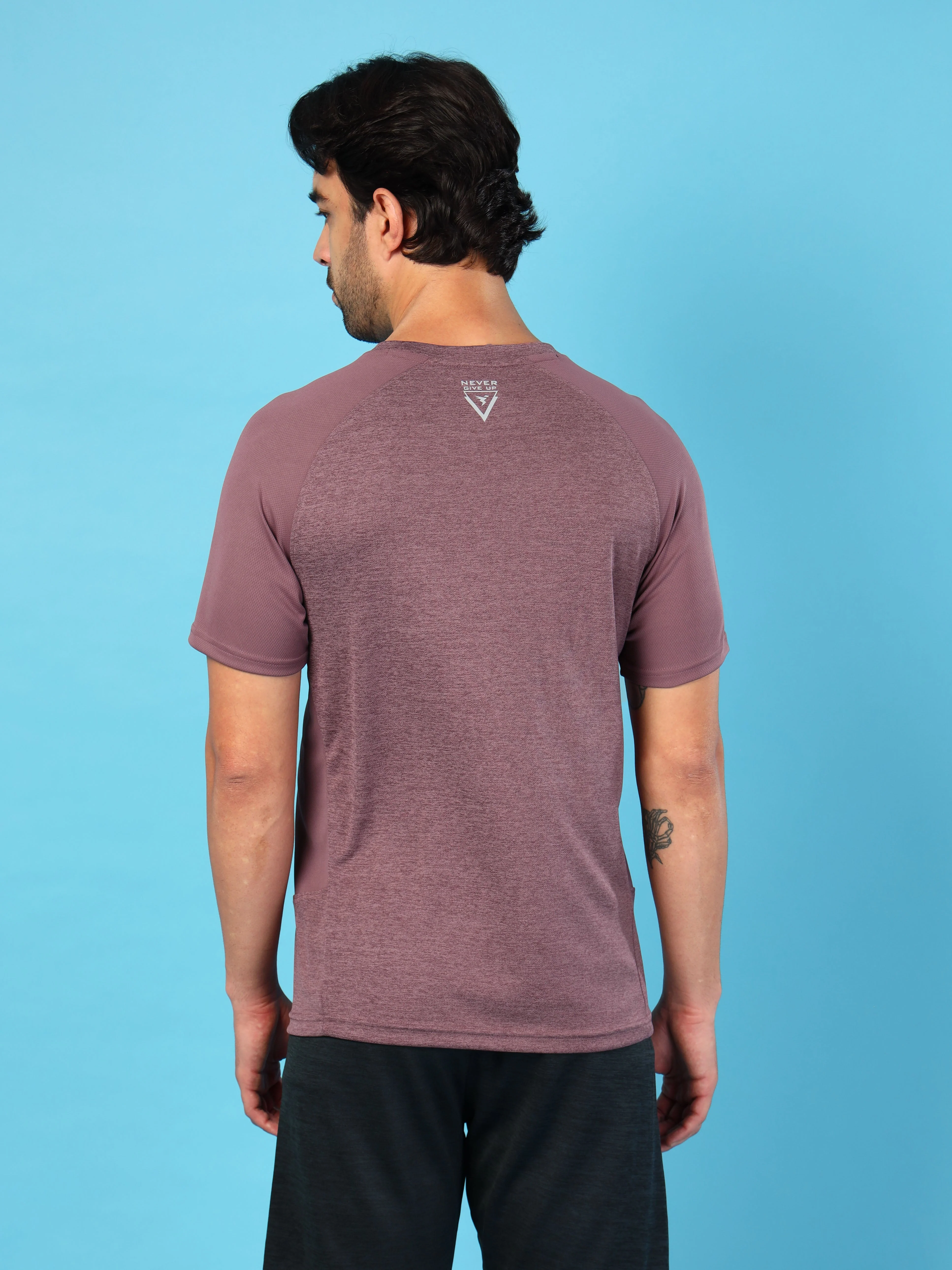 Men Solid Slim Fit Crew Neck T-shirt with DOUBLE COOL - Image 4