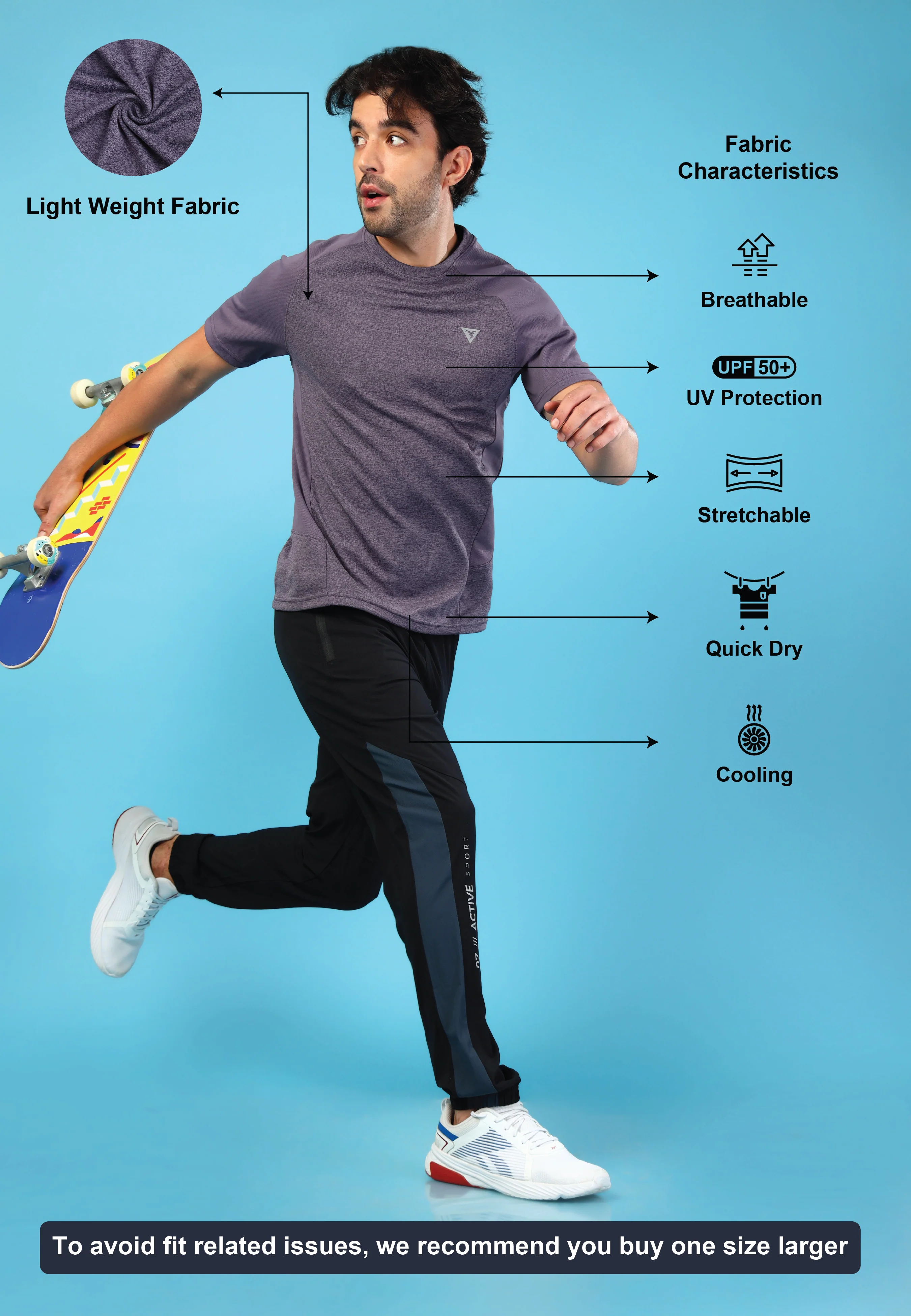 Men Solid Slim Fit Crew Neck T-shirt with DOUBLE COOL - Image 6