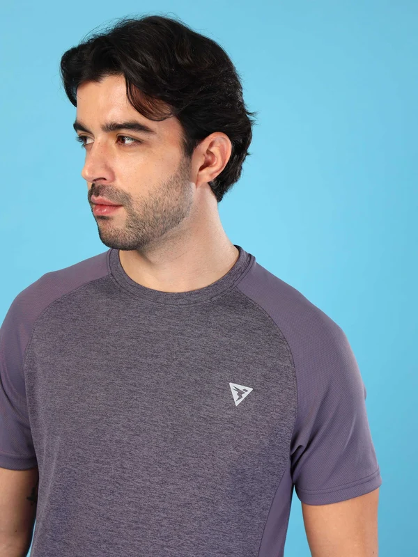 Men Solid Slim Fit Crew Neck T-shirt with DOUBLE COOL - Image 9