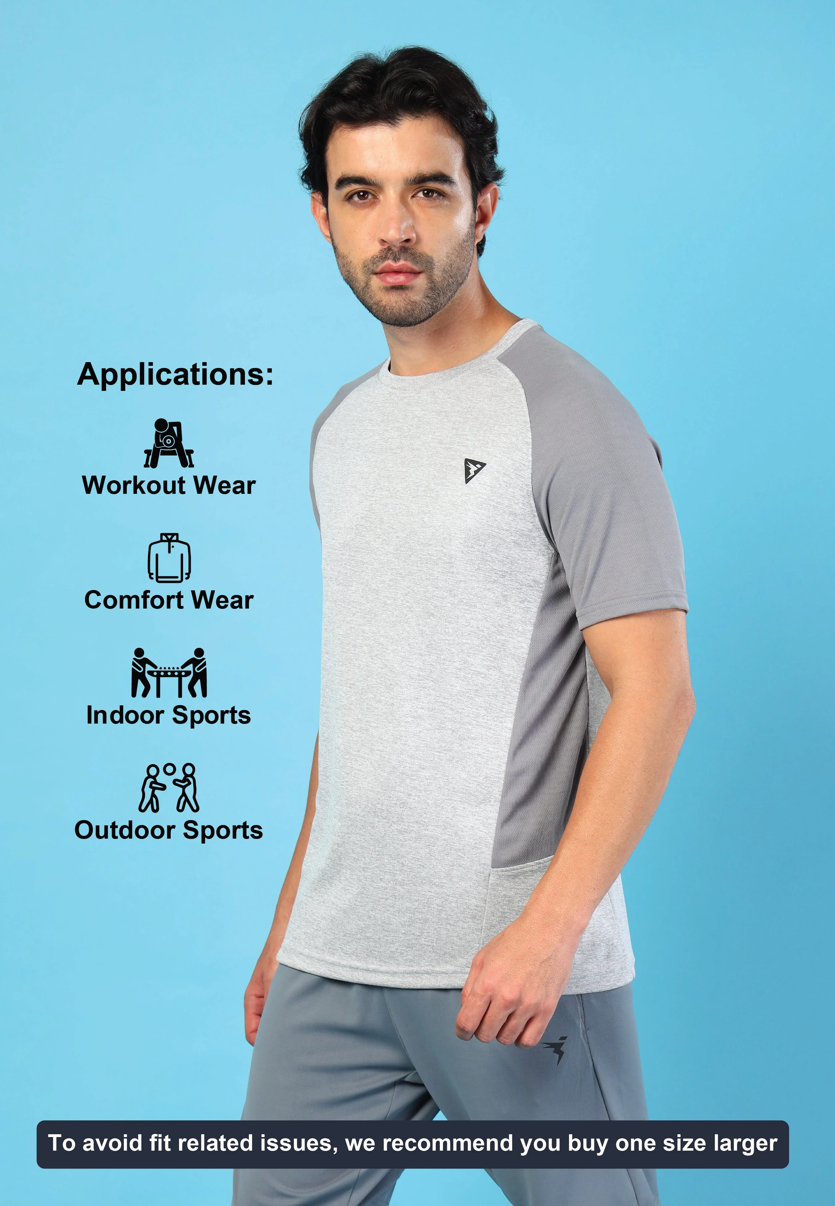 Men Solid Slim Fit Crew Neck T-shirt with DOUBLE COOL - Image 6