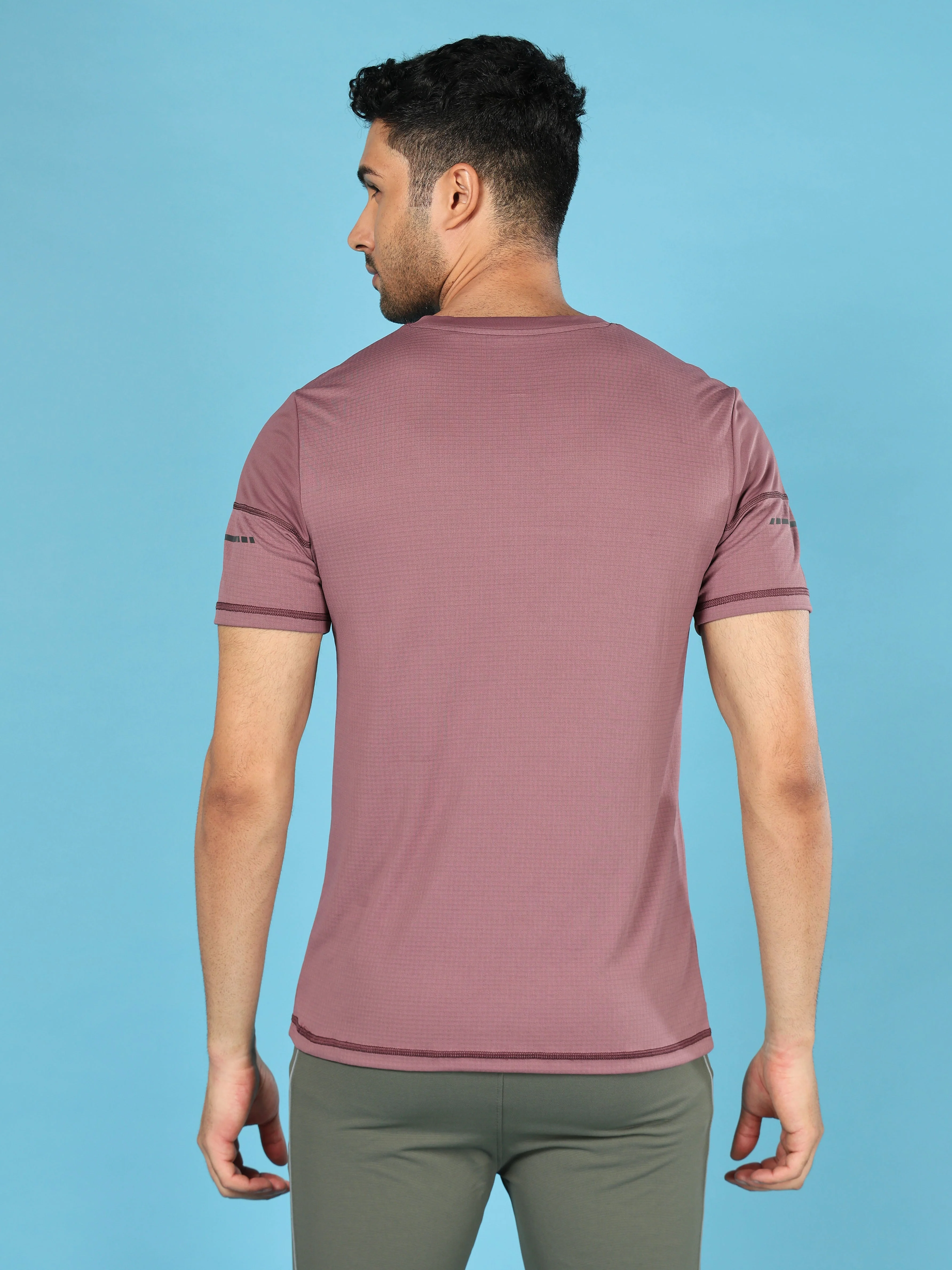 Men Solid Slim Fit Crew Neck T-shirt with DOUBLE COOL - Image 3