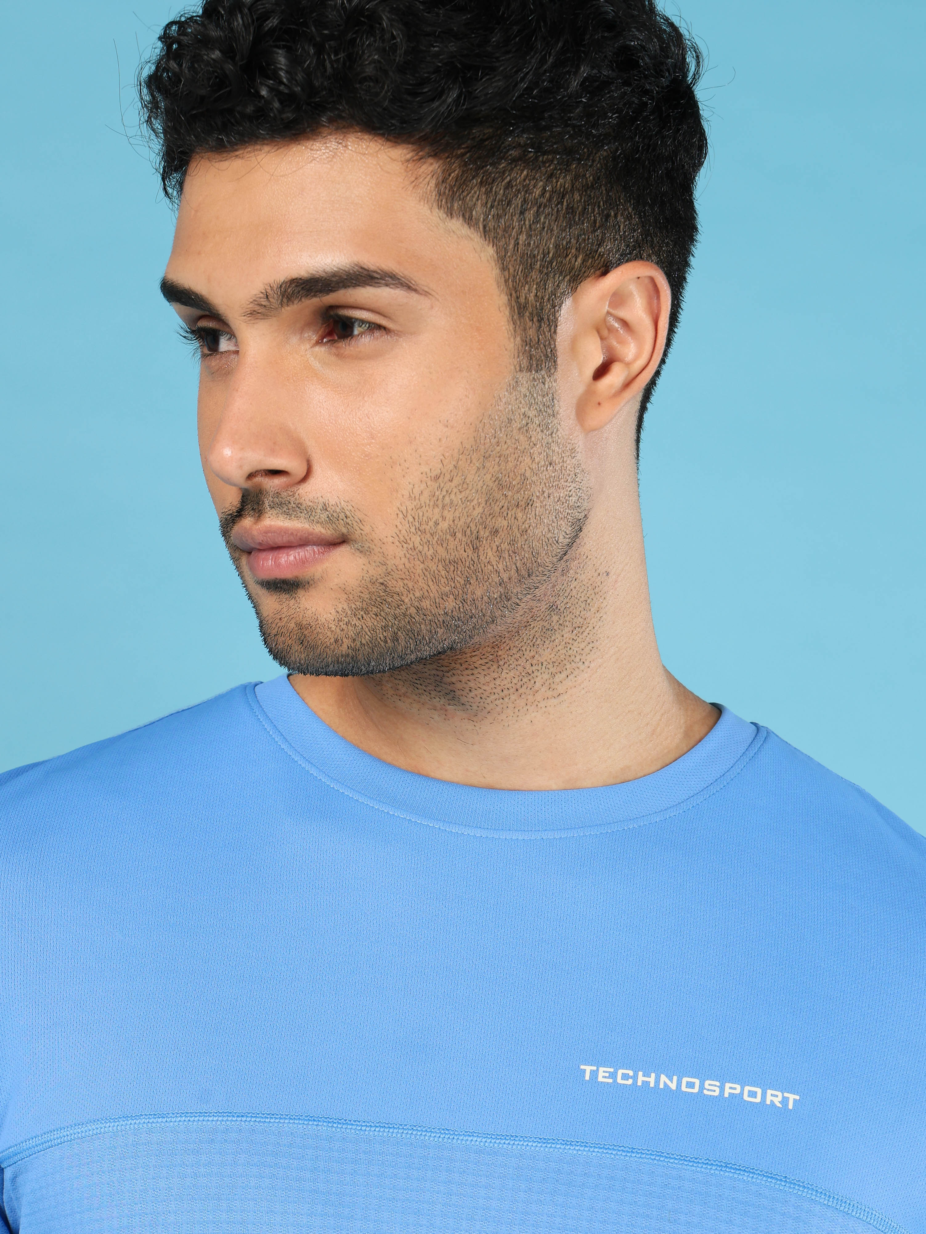 Men Solid Slim Fit Crew Neck T-shirt with DOUBLE COOL - Image 6