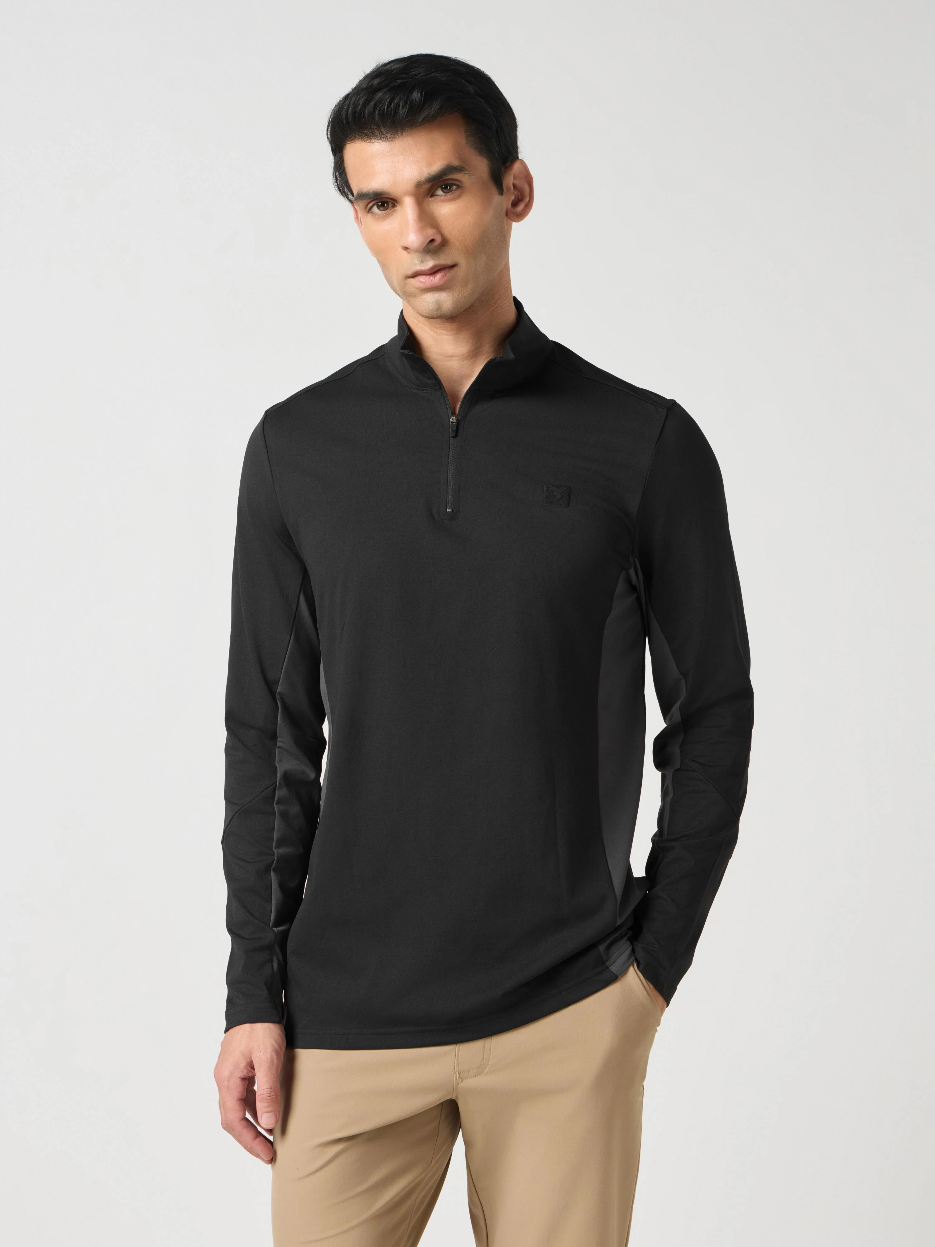 Men Solid Slim Fit Crew Neck T-shirt with ELASTO PLUS - Image 2
