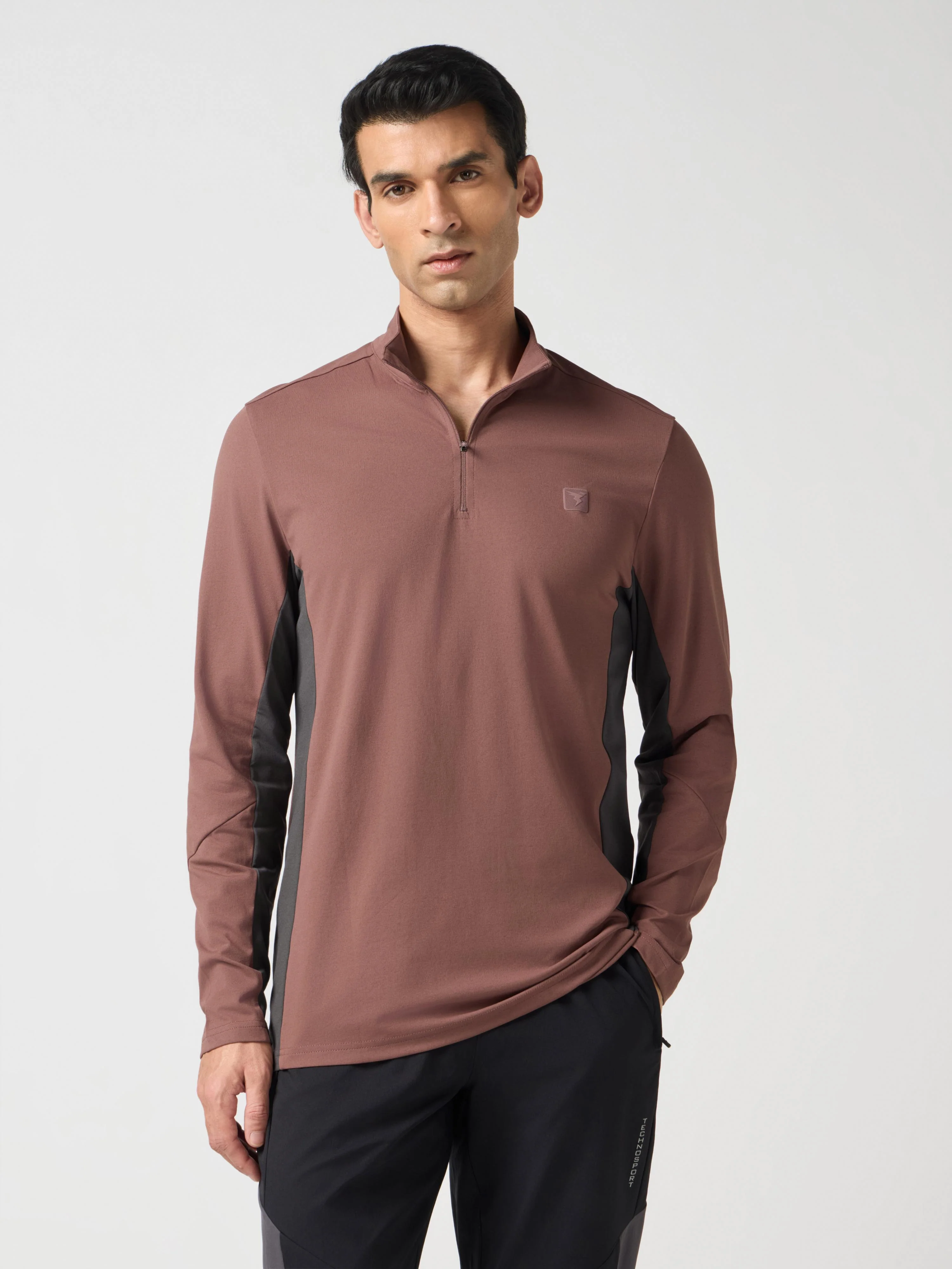 Men Solid Slim Fit Crew Neck T-shirt with ELASTO PLUS - Image 2