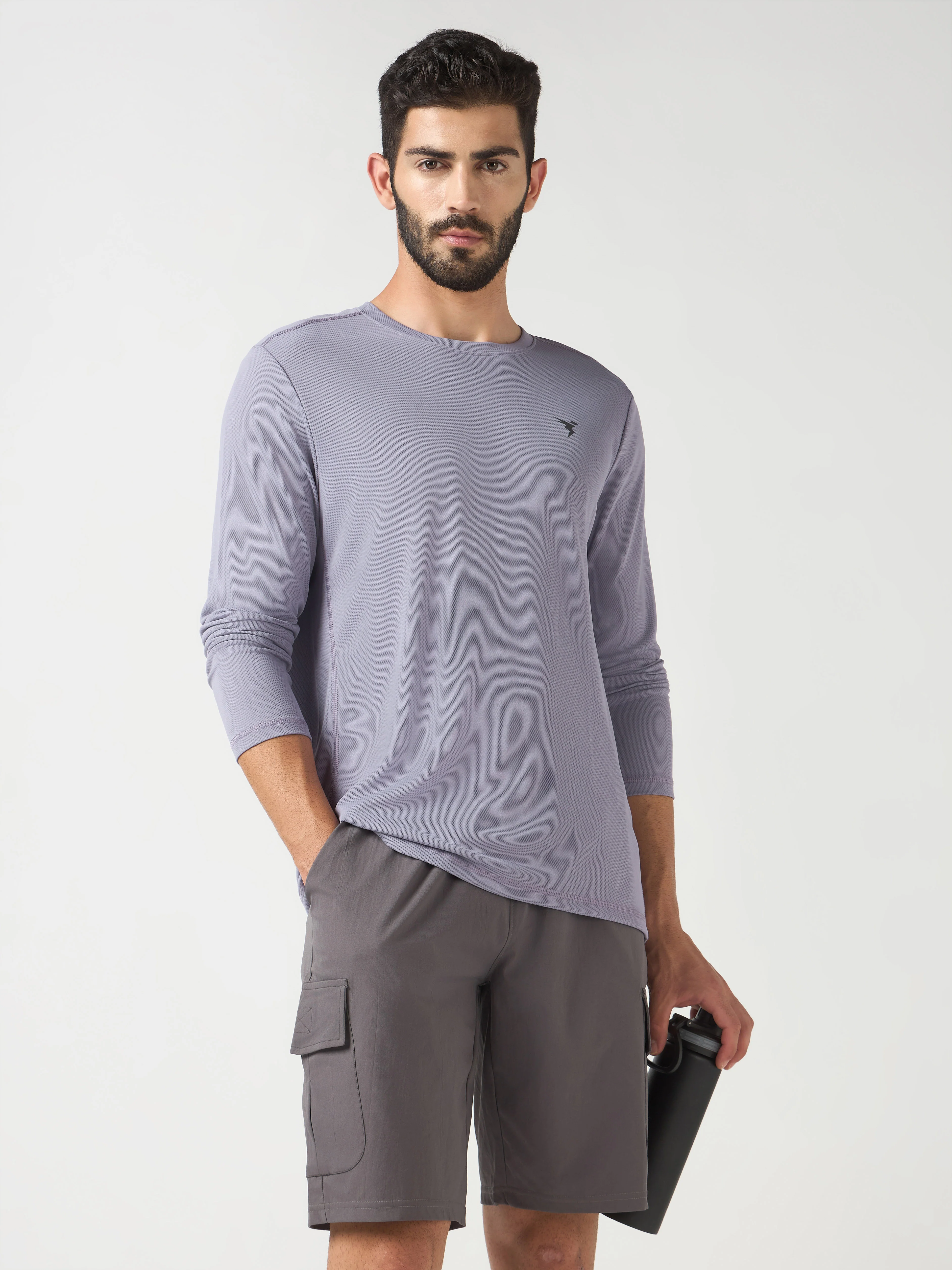 Men Solid Slim Fit Crew Neck T-shirt with TECHNO COOL+