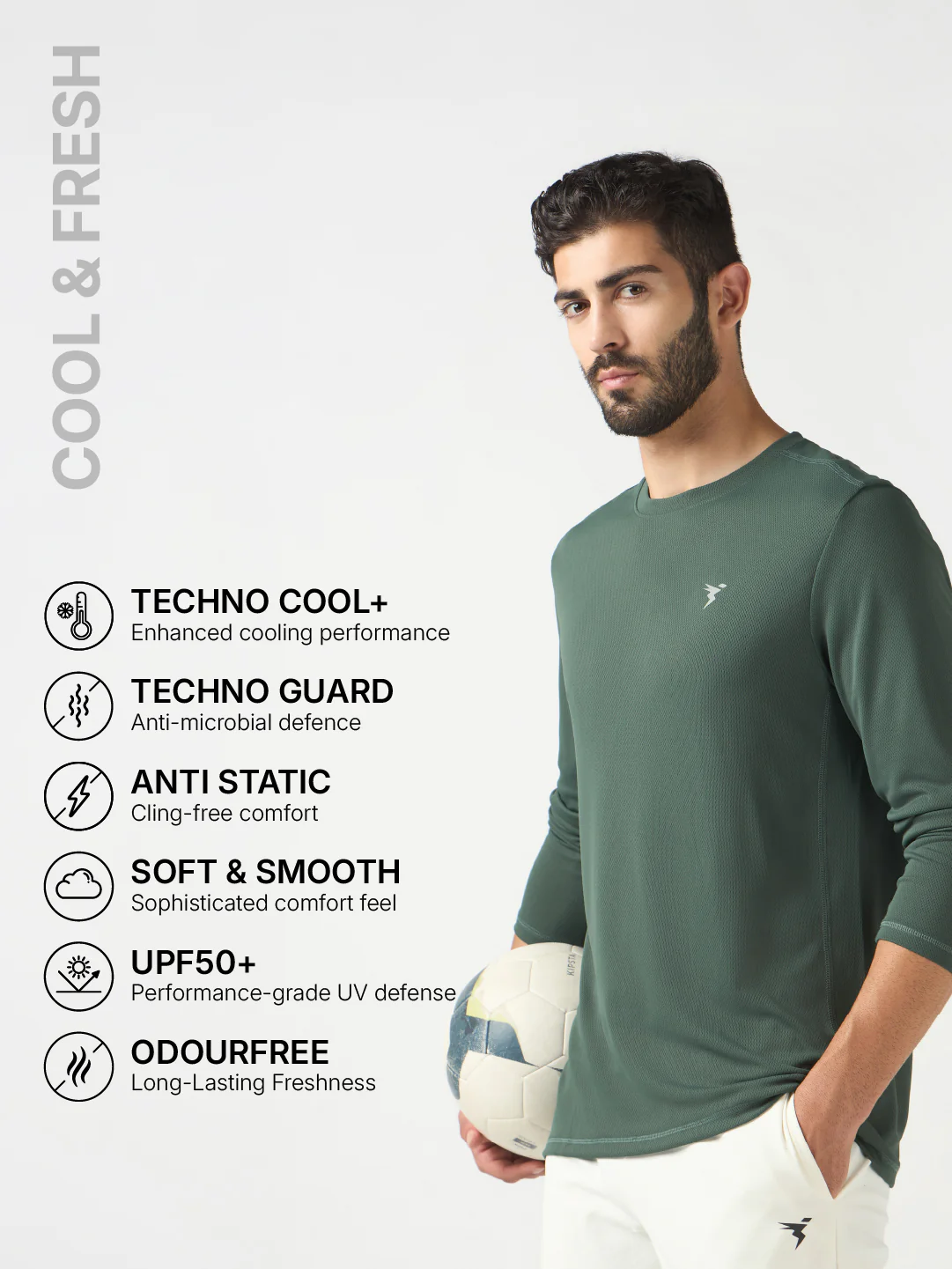 Men Solid Slim Fit Crew Neck T-shirt with TECHNO COOL+ - Image 4
