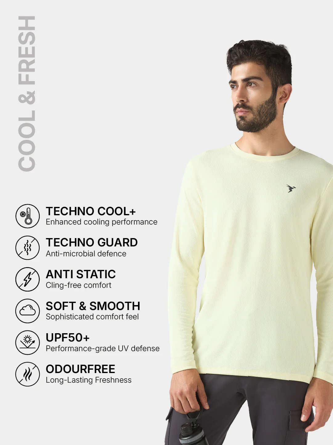 Men Solid Slim Fit Crew Neck T-shirt with TECHNO COOL+ - Image 4