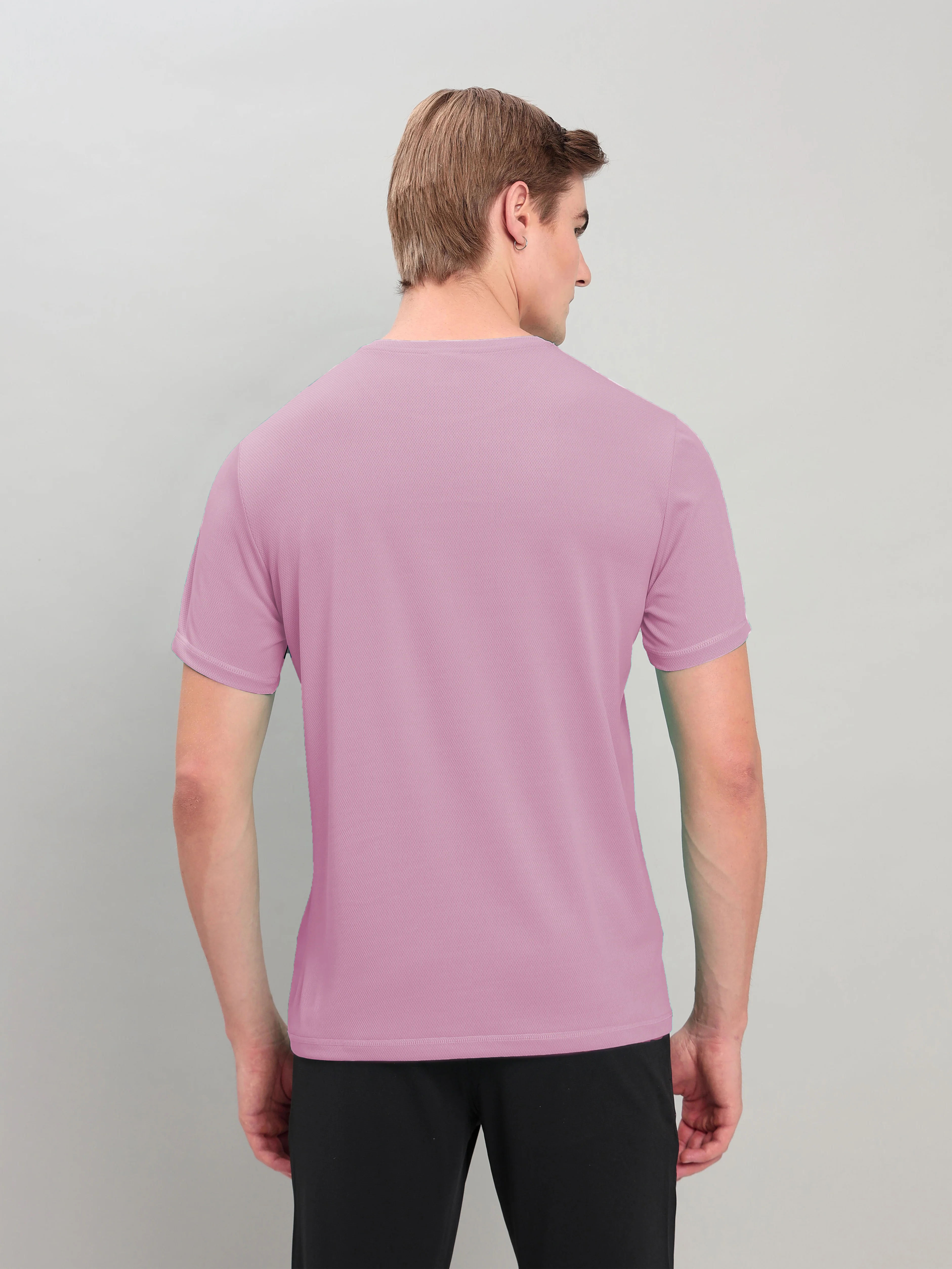 Men Solid Slim Fit Crew Neck T-shirt with TECHNO COOL+ - Image 3