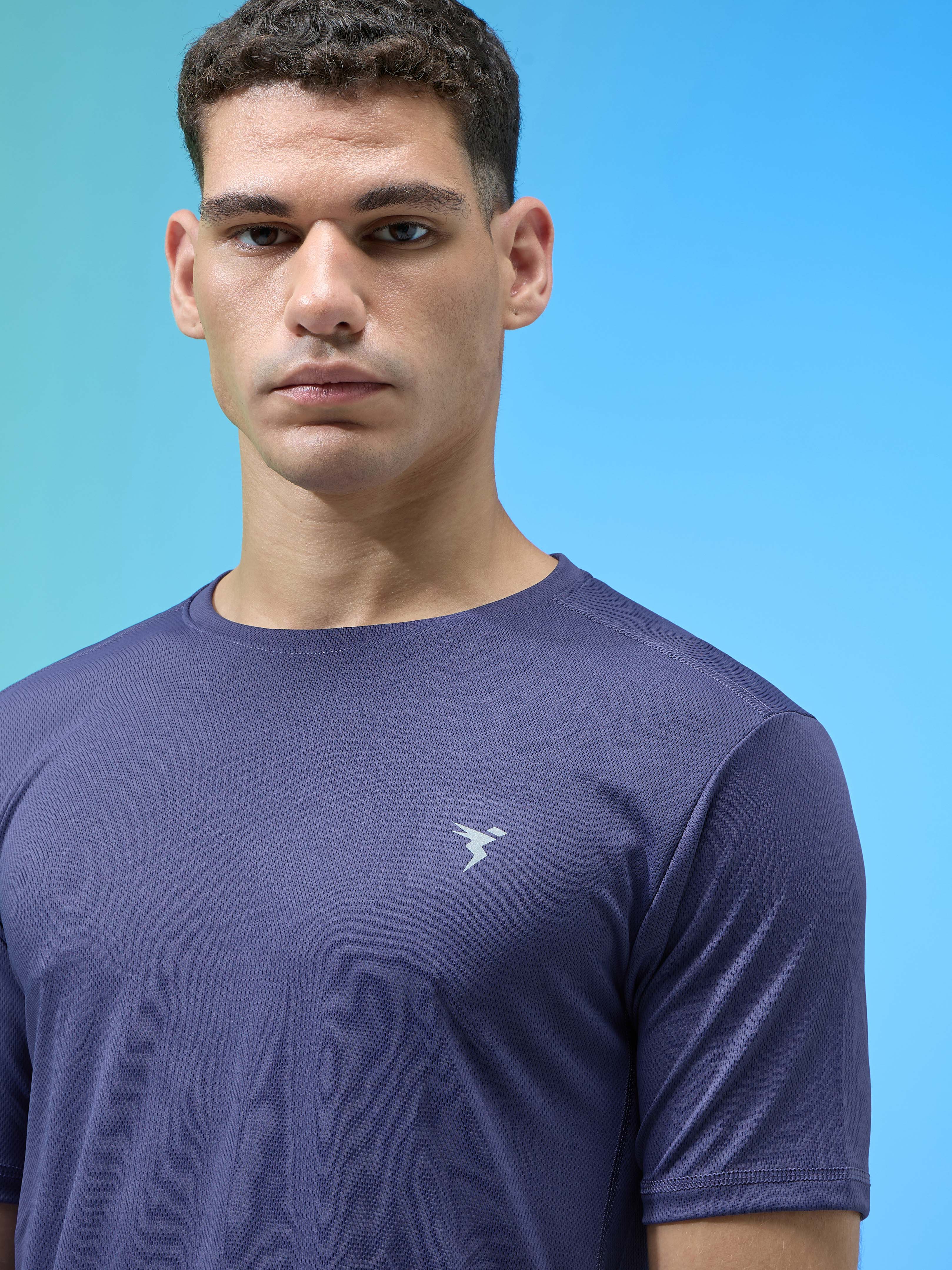 Men Solid Slim Fit Crew Neck T-shirt with TECHNO COOL+ - Image 6