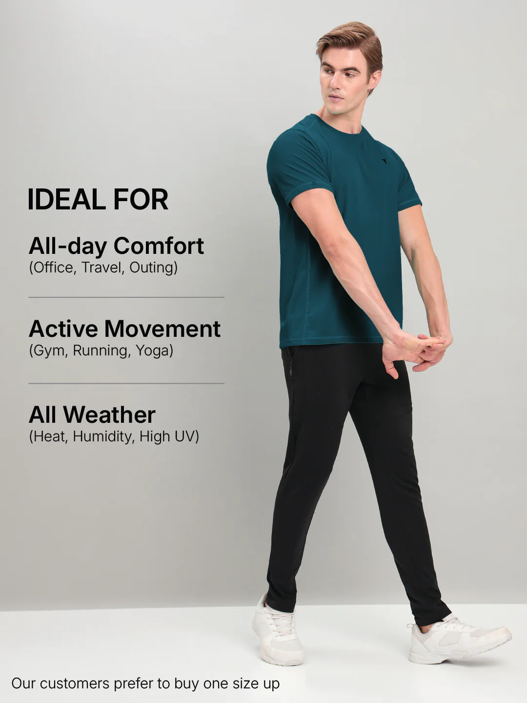 Men Solid Slim Fit Crew Neck T-shirt with TECHNO COOL+ - Image 5