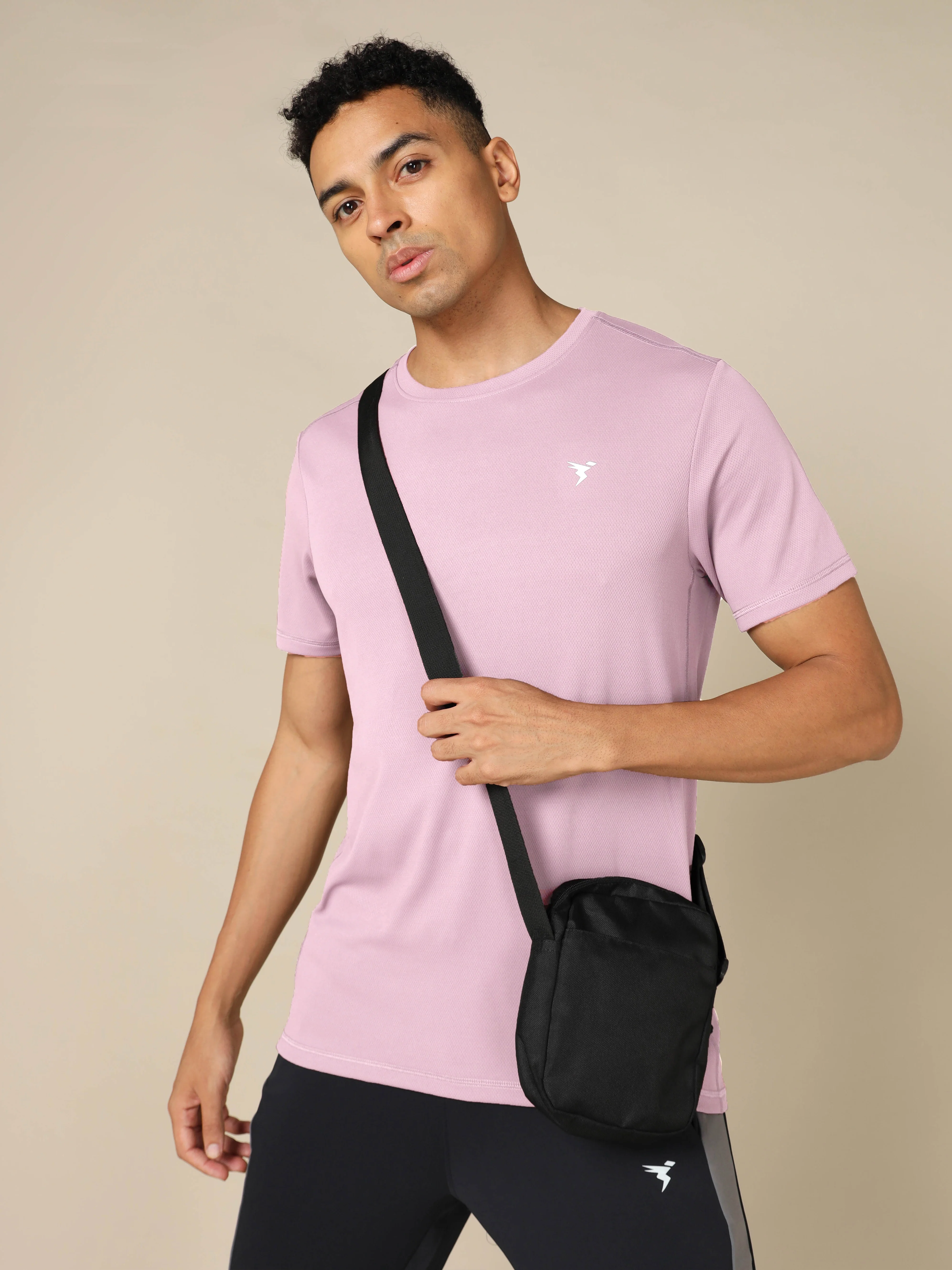 Men Solid Slim Fit Crew Neck T-shirt with TECHNO COOL+