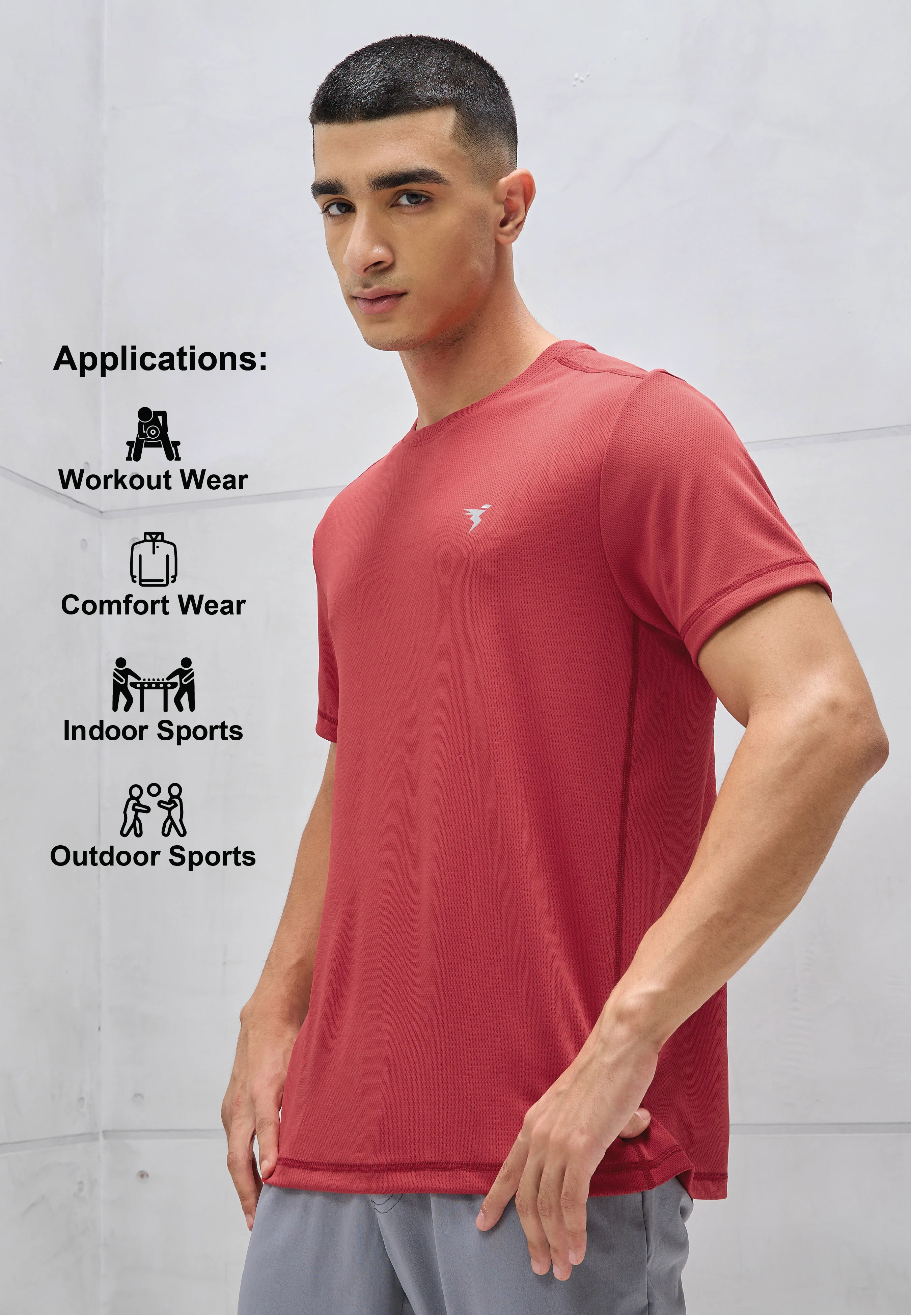 Men Solid Slim Fit Crew Neck T-shirt with TECHNO COOL+ - Image 5