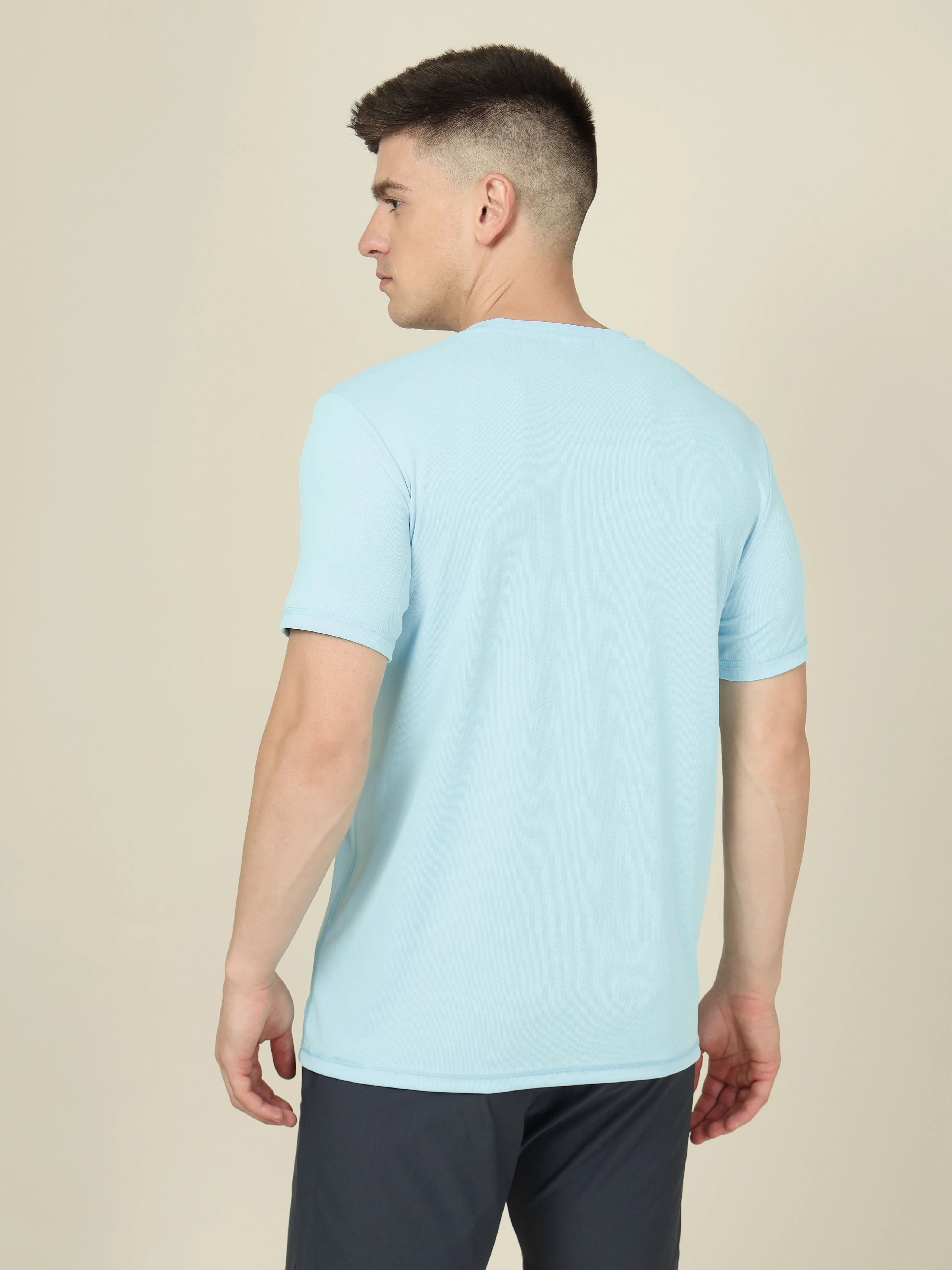 Men Solid Slim Fit Crew Neck T-shirt with TECHNO COOL+ - Image 4
