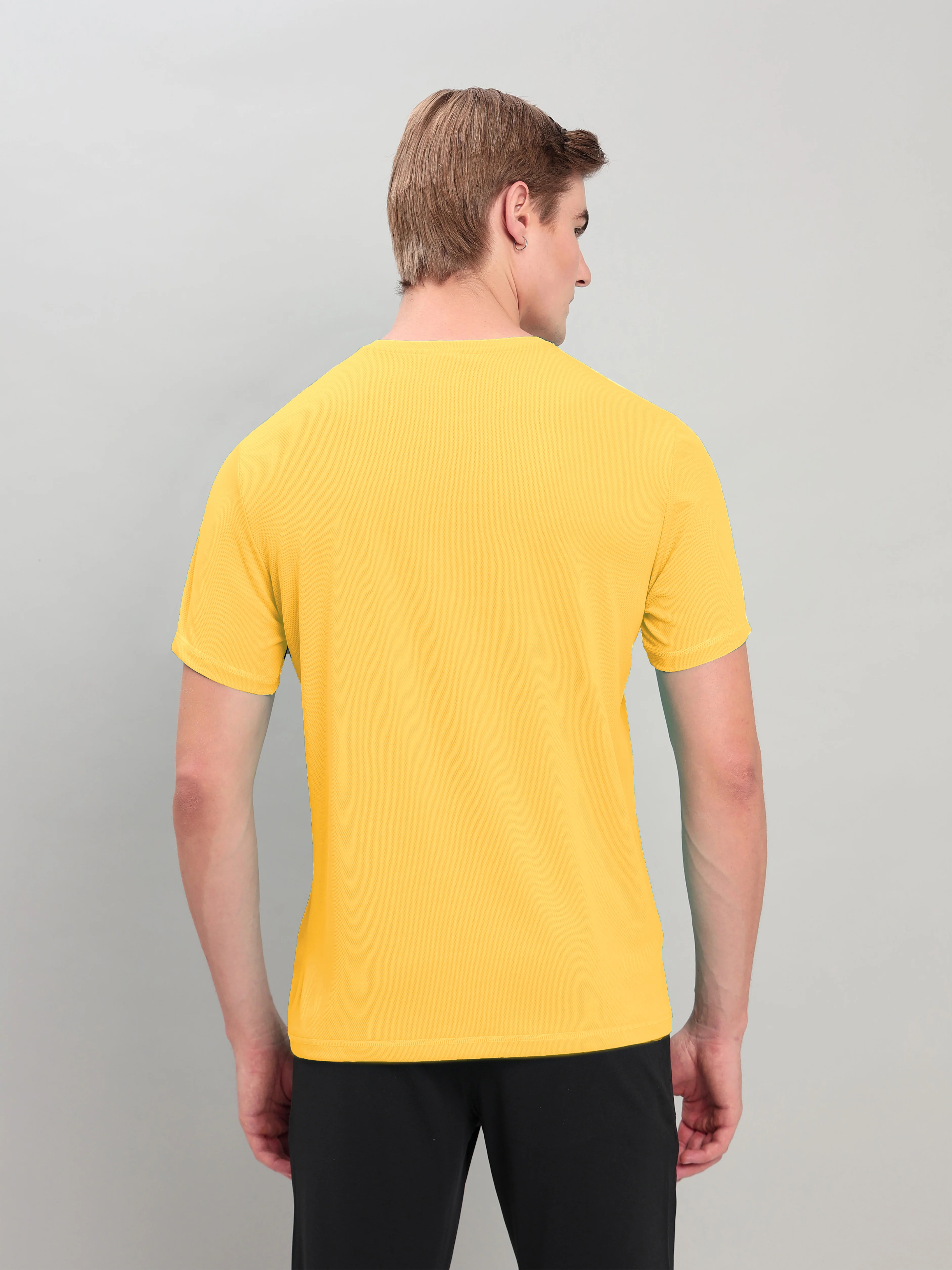 Men Solid Slim Fit Crew Neck T-shirt with TECHNO COOL+ - Image 3