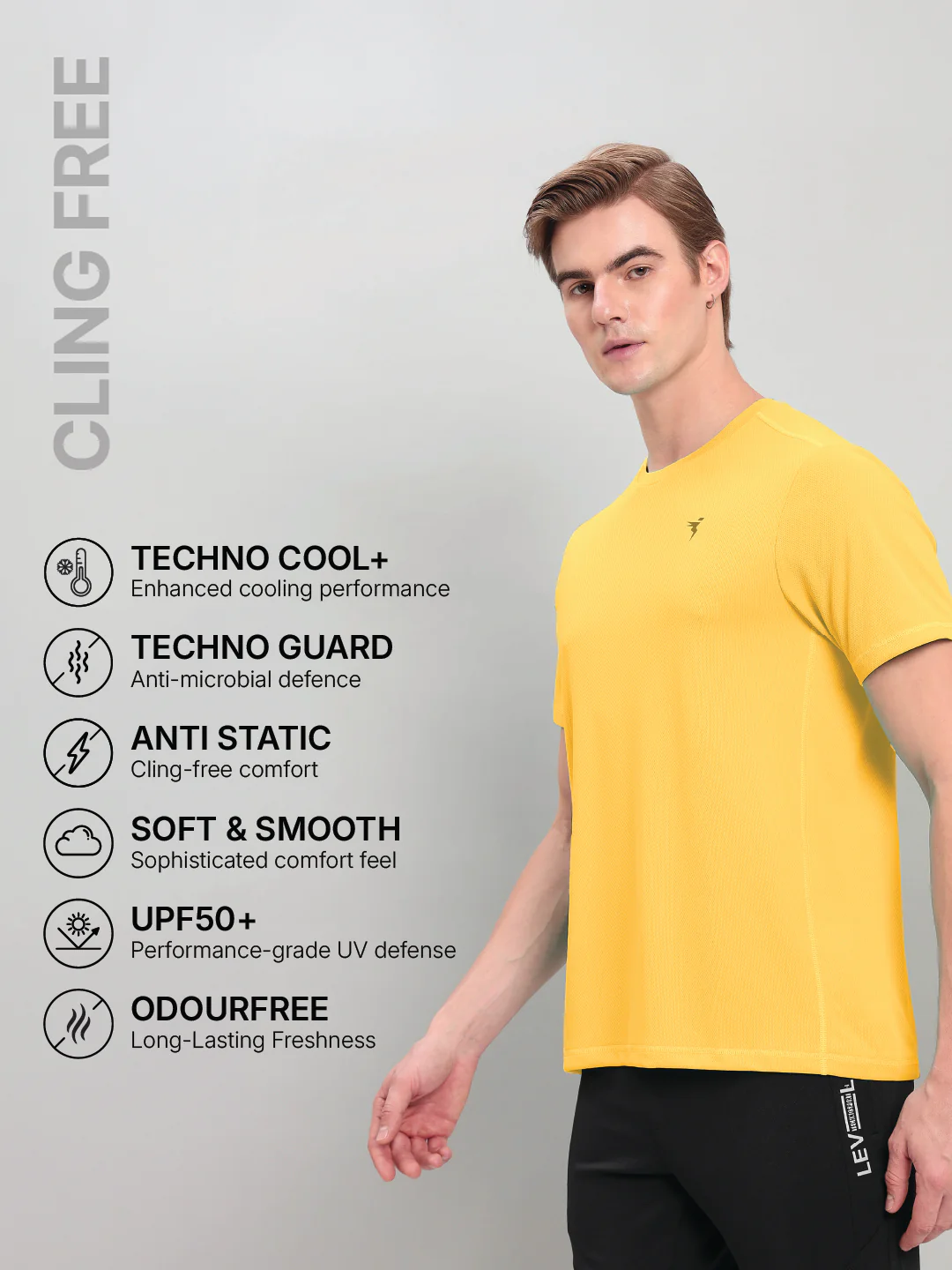 Men Solid Slim Fit Crew Neck T-shirt with TECHNO COOL+ - Image 4