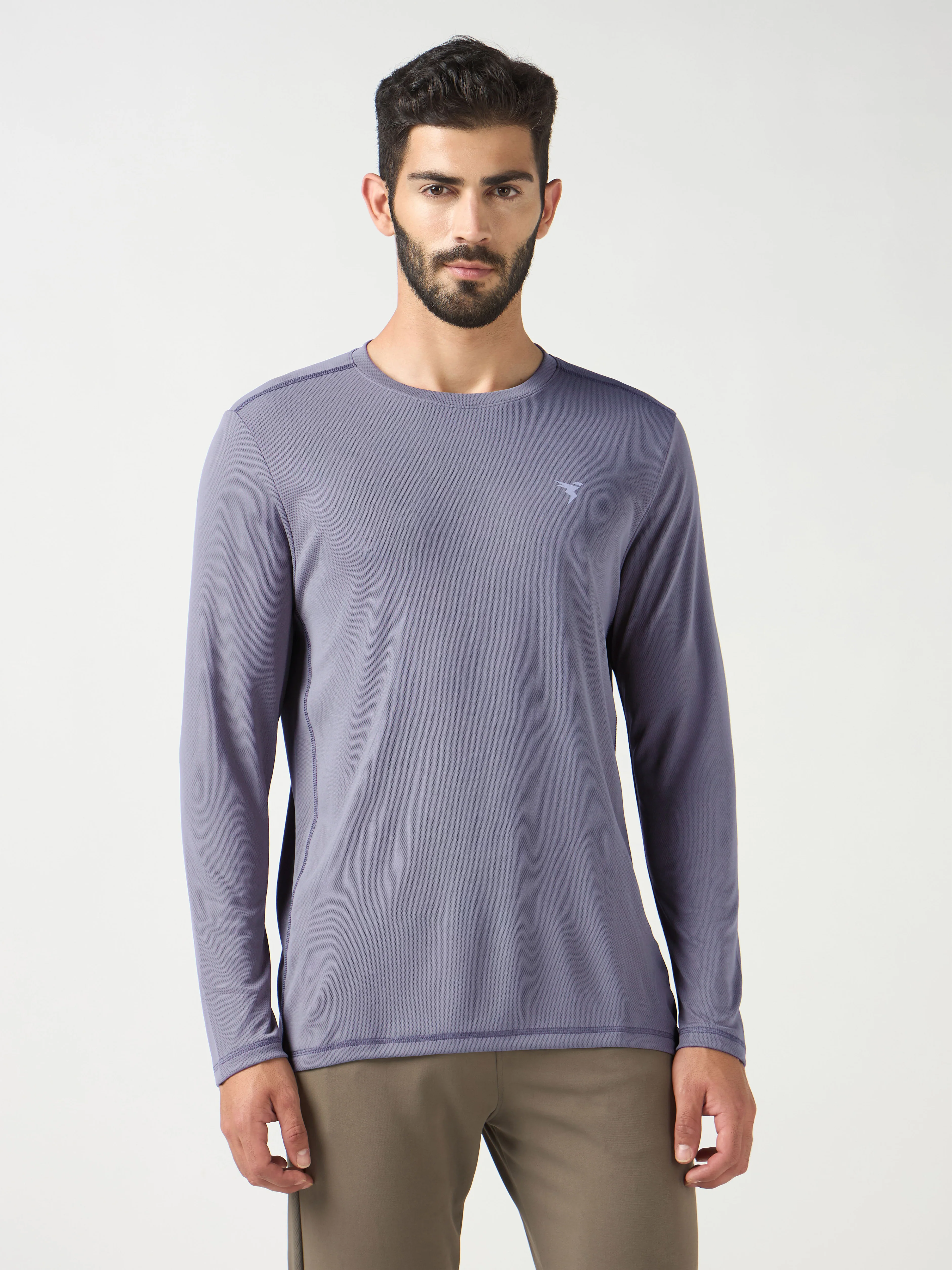 Men Solid Slim Fit Crew Neck T-shirt with TECHNO COOL+