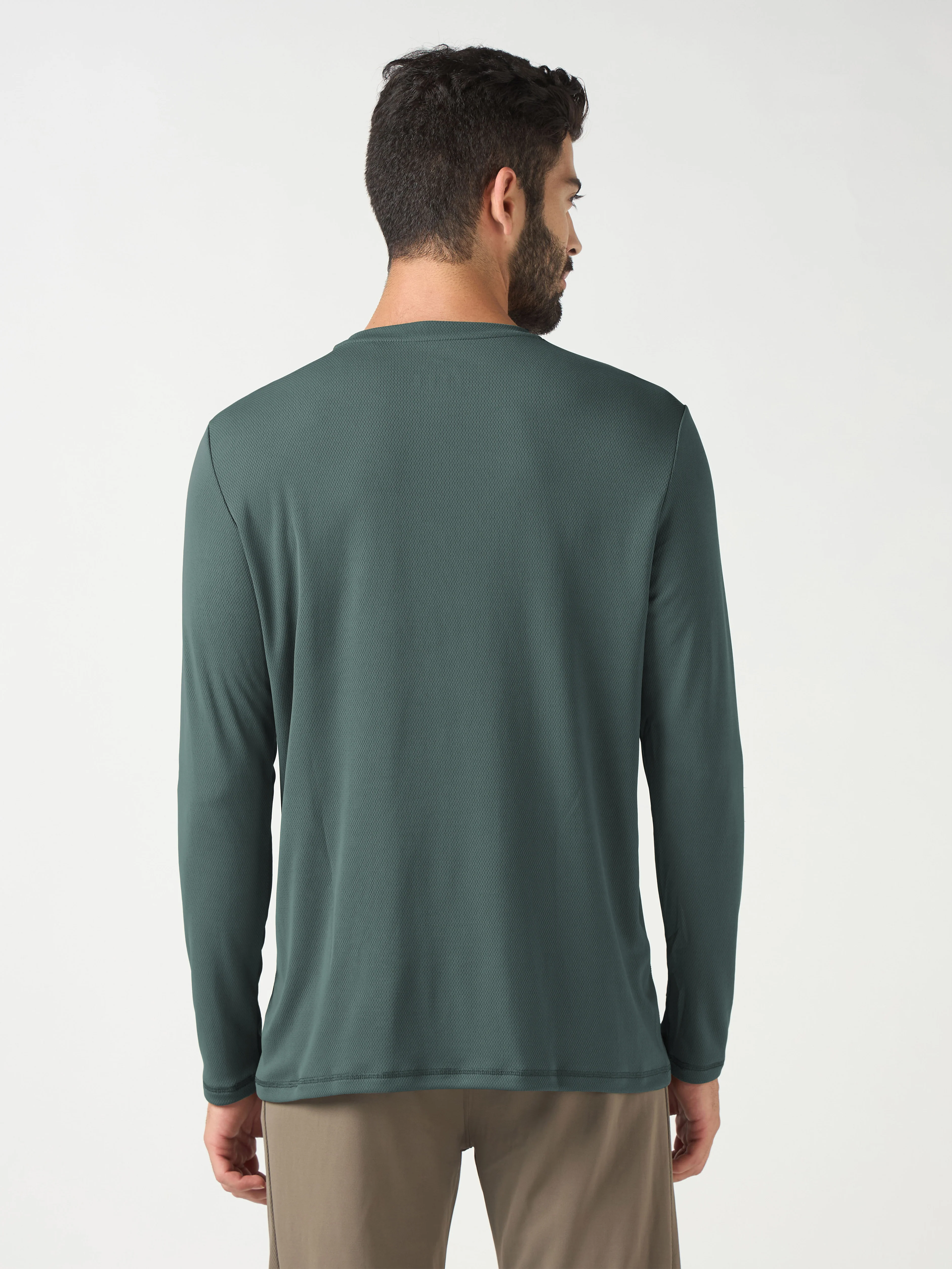 Men Solid Slim Fit Crew Neck T-shirt with TECHNO COOL+ - Image 2