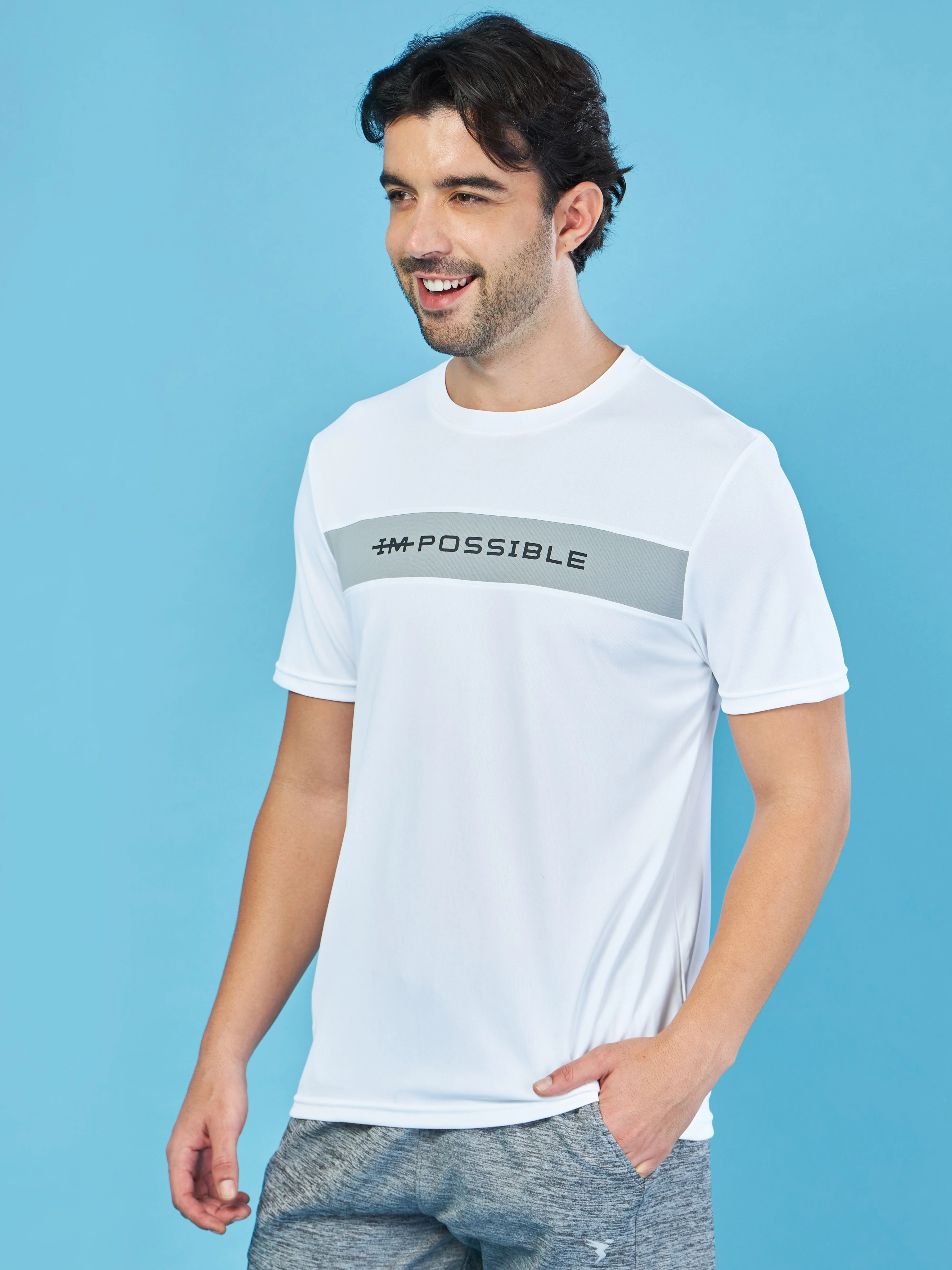 Men Solid Slim Fit Crew Neck T-shirt with TECHNO COOL+ - Image 3