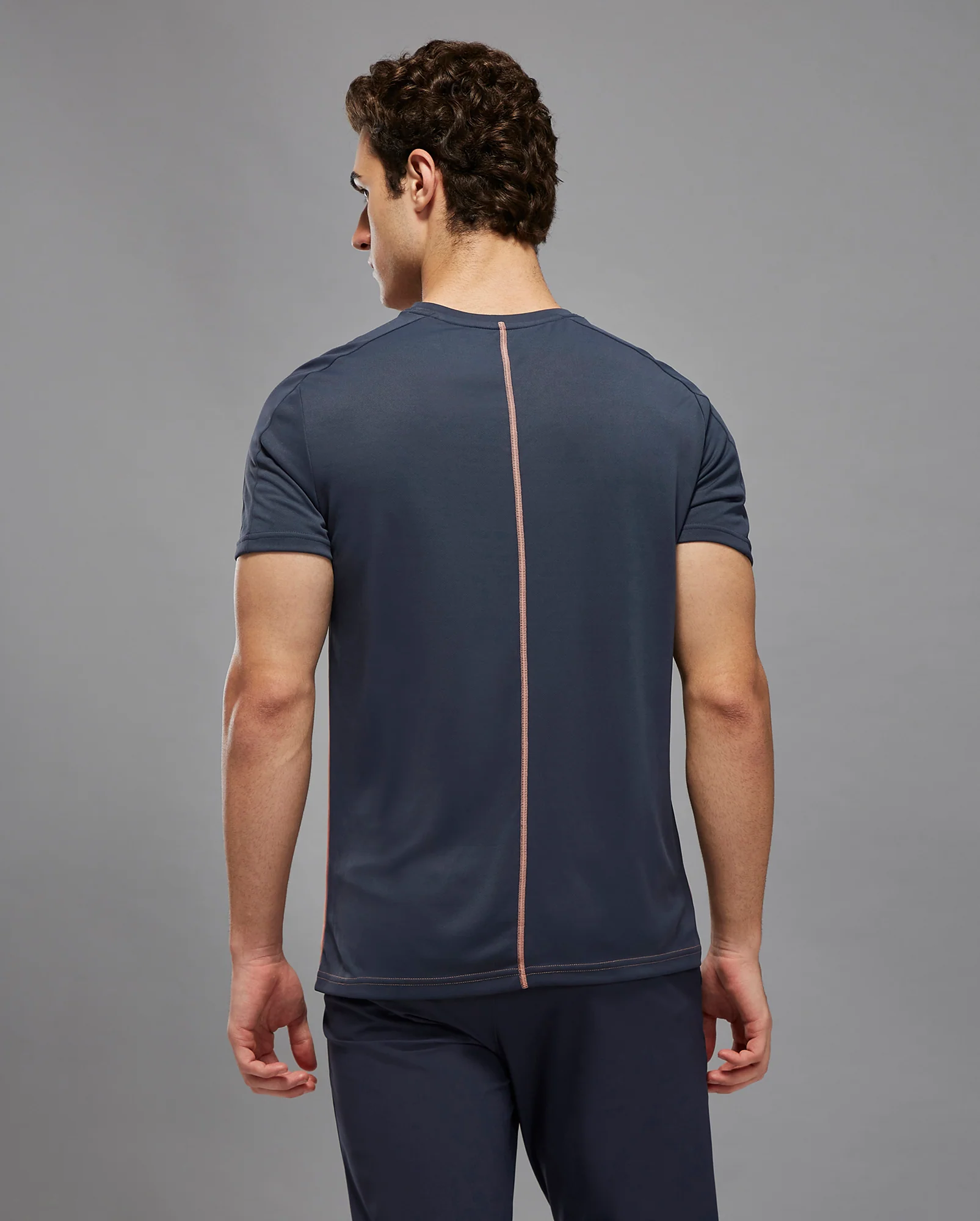 Men Solid Slim Fit Crew Neck T-shirt with TECHNO COOL+ - Image 2