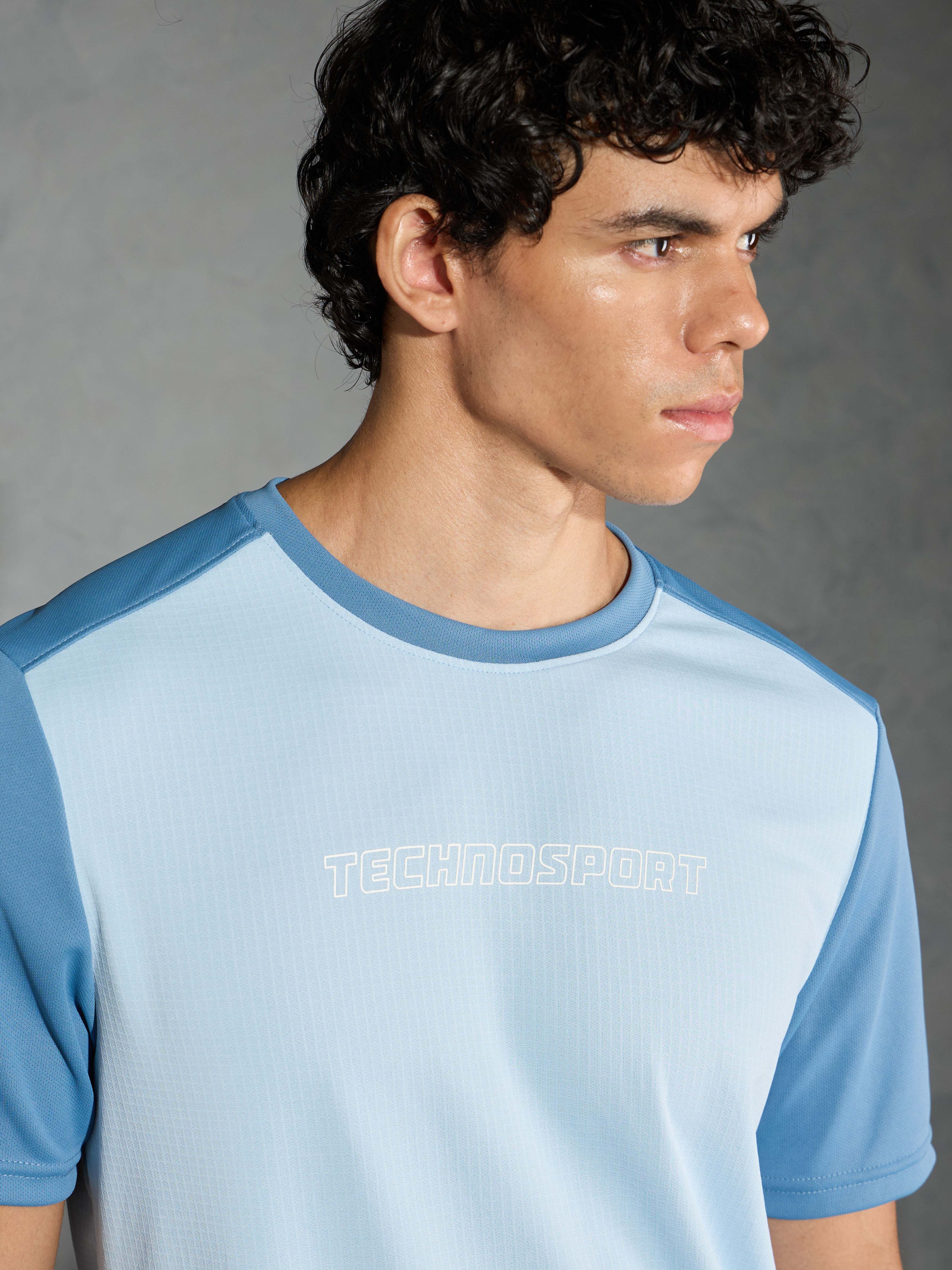 Men Colorblock Slim Fit Crew Neck T-shirt with TECHNO COOL+ - Image 6
