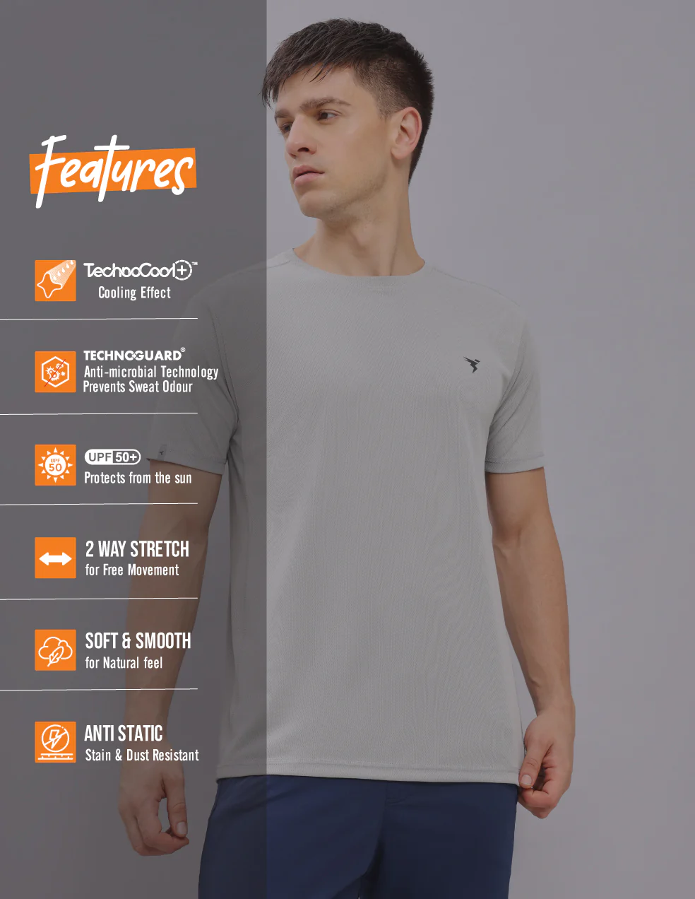 Men Solid Slim Fit Crew Neck T-shirt with TECHNO COOL+ (Pack of 2) - Image 4