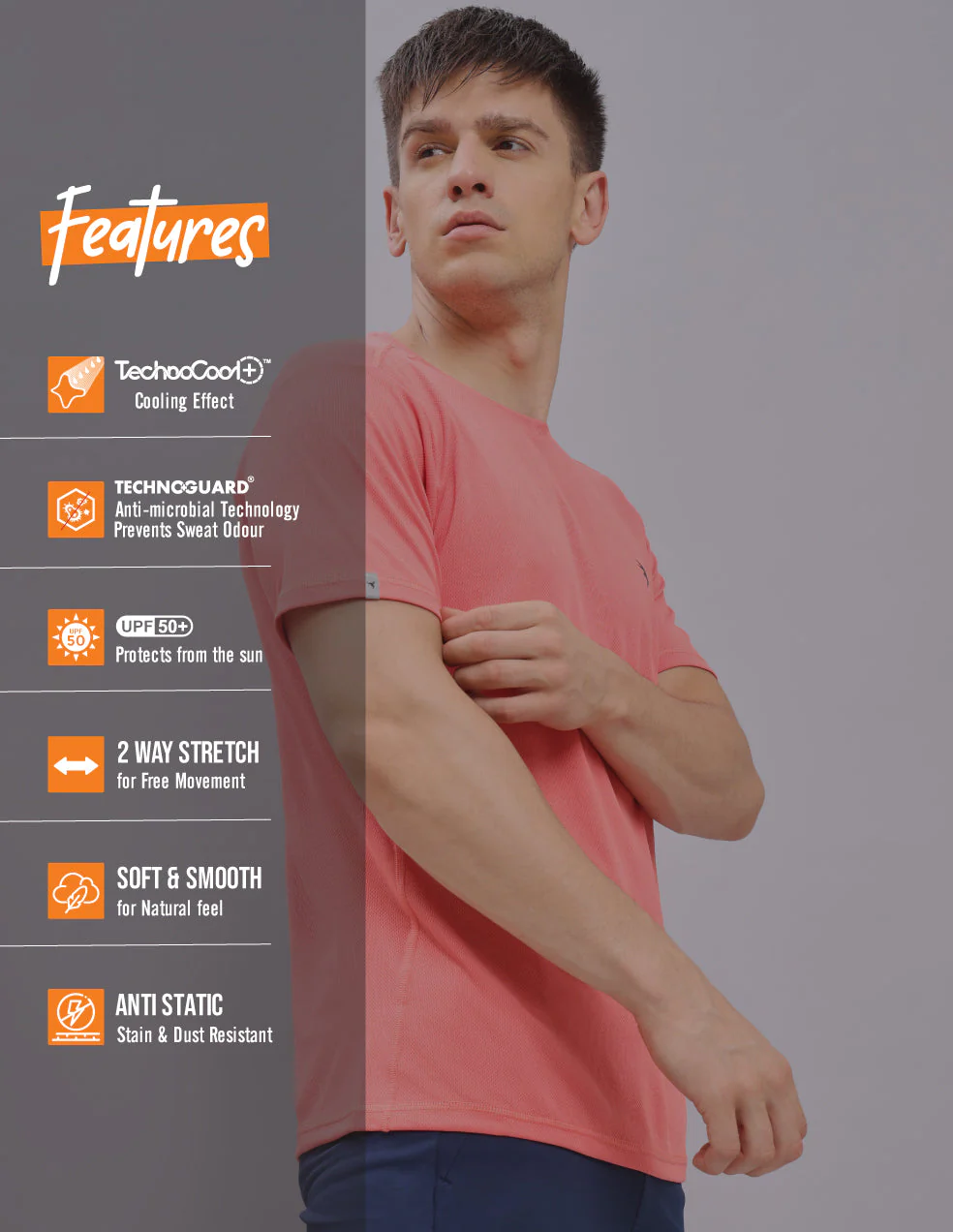 Men Solid Slim Fit Crew Neck T-shirt with TECHNO COOL+ (pack of 2) - Image 5
