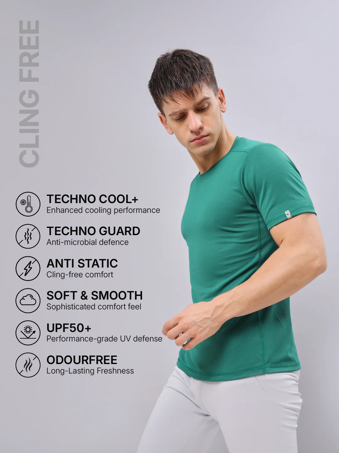 Men Solid Slim Fit Crew Neck T-shirt with TECHNO COOL+ (Pack of 2) - Image 5