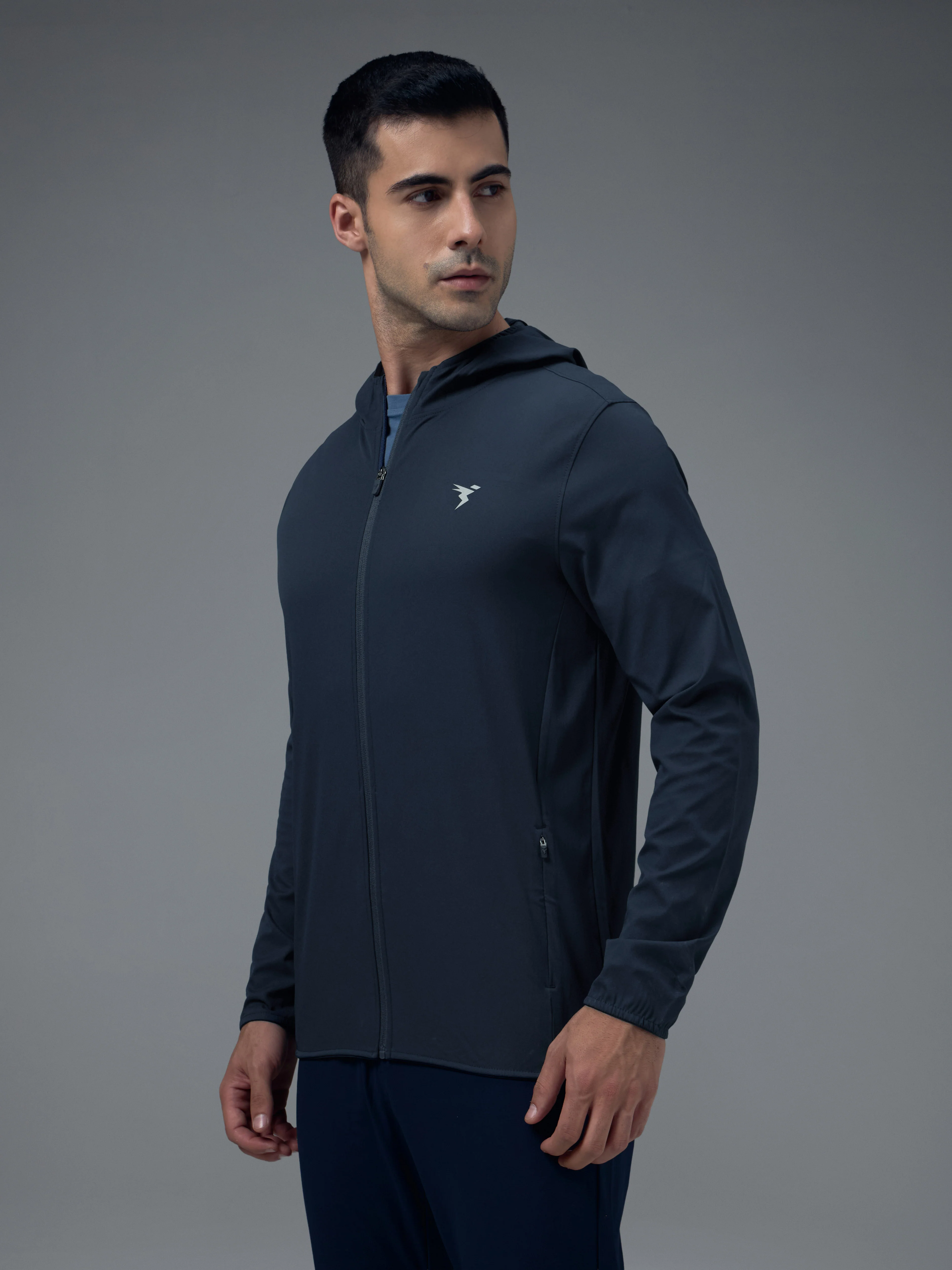 Men Solid Slim Fit Hooded Jacket with TS FLEXI - Image 4
