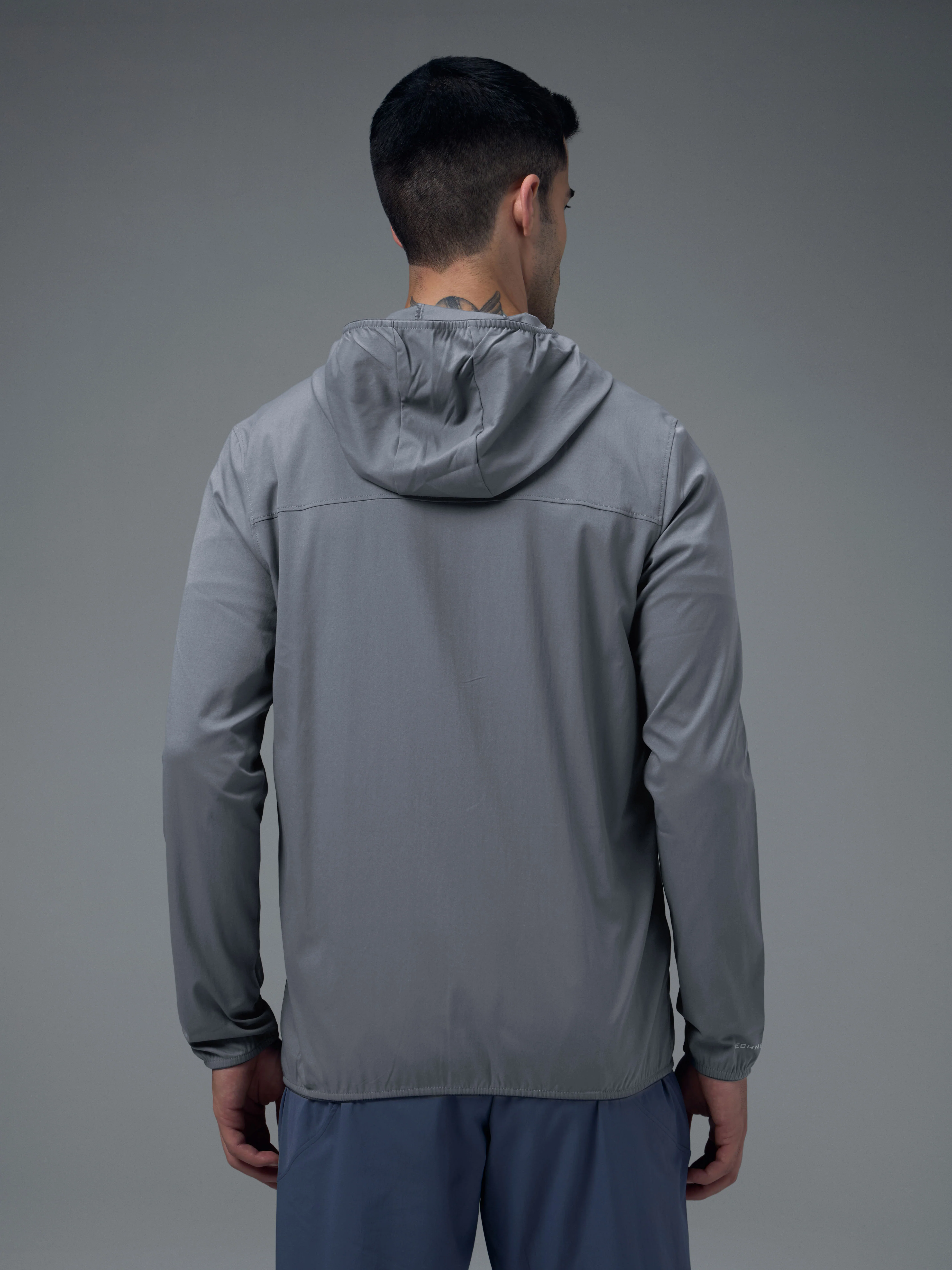 Men Solid Slim Fit Hooded Jacket with TS FLEXI - Image 2